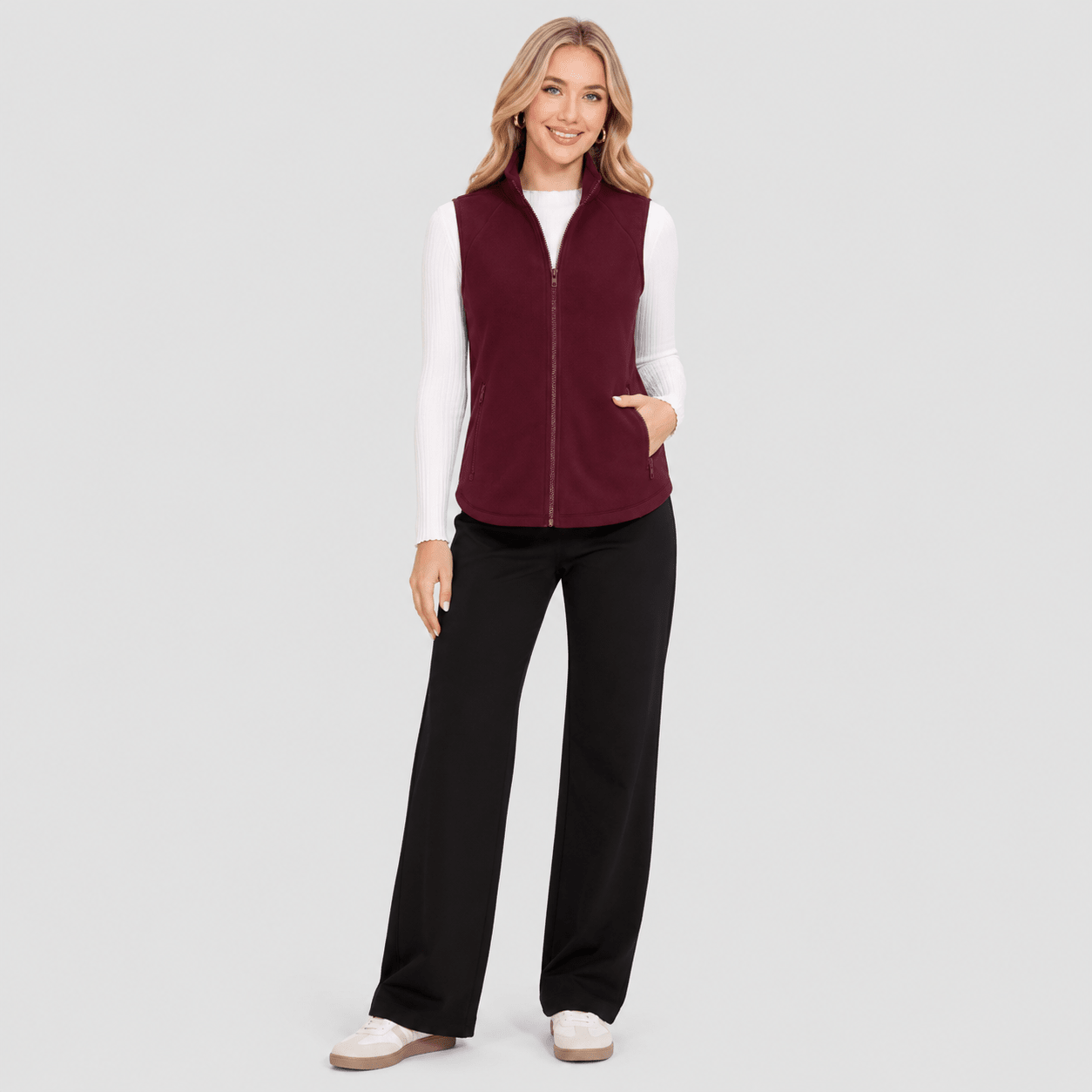Black MAGCOMSEN Women's Fleece Vest Sleeveless Lightweight Warmth Jackets in #Color_Black