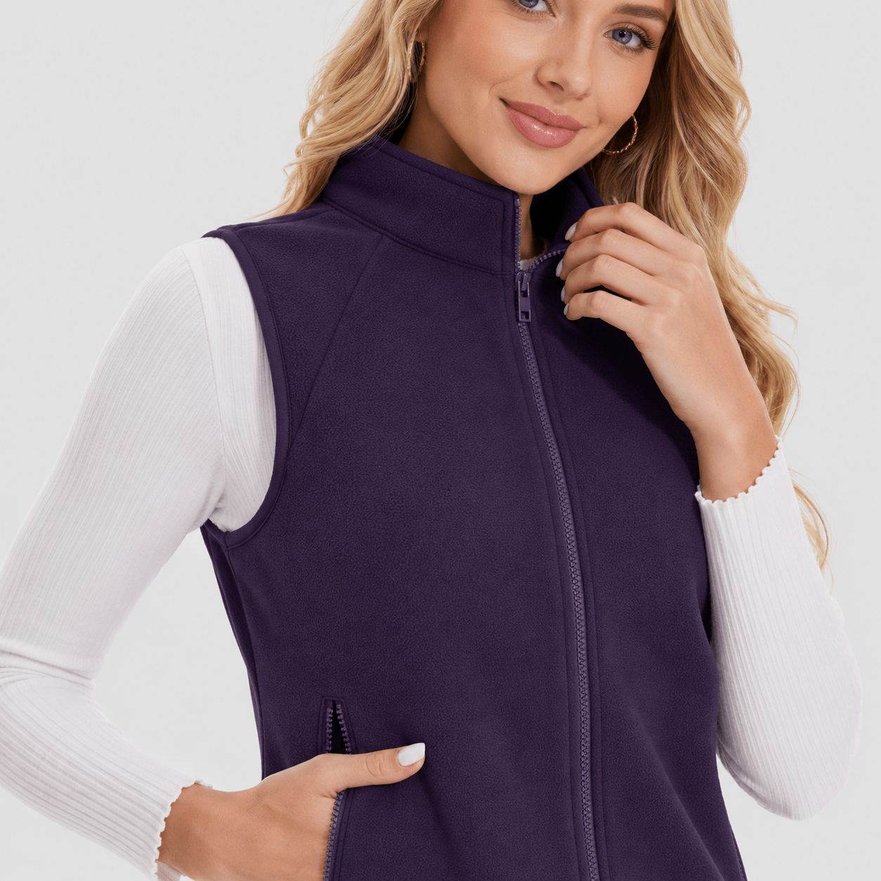 Deep Purple MAGCOMSEN Women's Fleece Vest Sleeveless Lightweight Warmth Jackets in #Color_Deep Purple