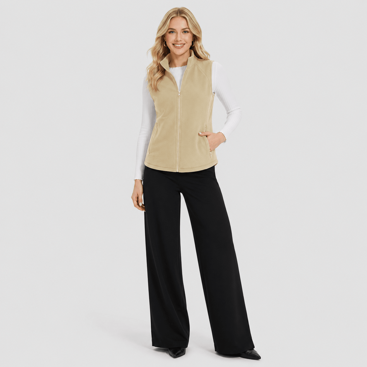 Dark Gray MAGCOMSEN Women's Fleece Vest Sleeveless Lightweight Warmth Jackets in #Color_Dark Gray