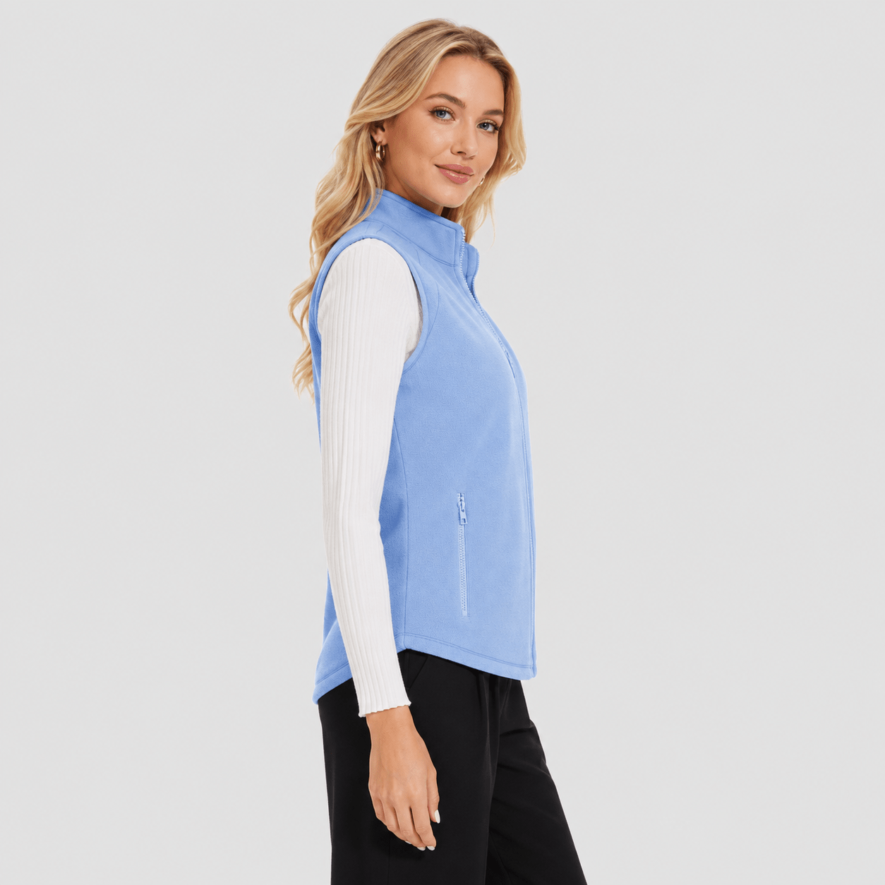 Light Blue MAGCOMSEN Women's Fleece Vest Sleeveless Lightweight Warmth Jackets in #Color_Light Blue