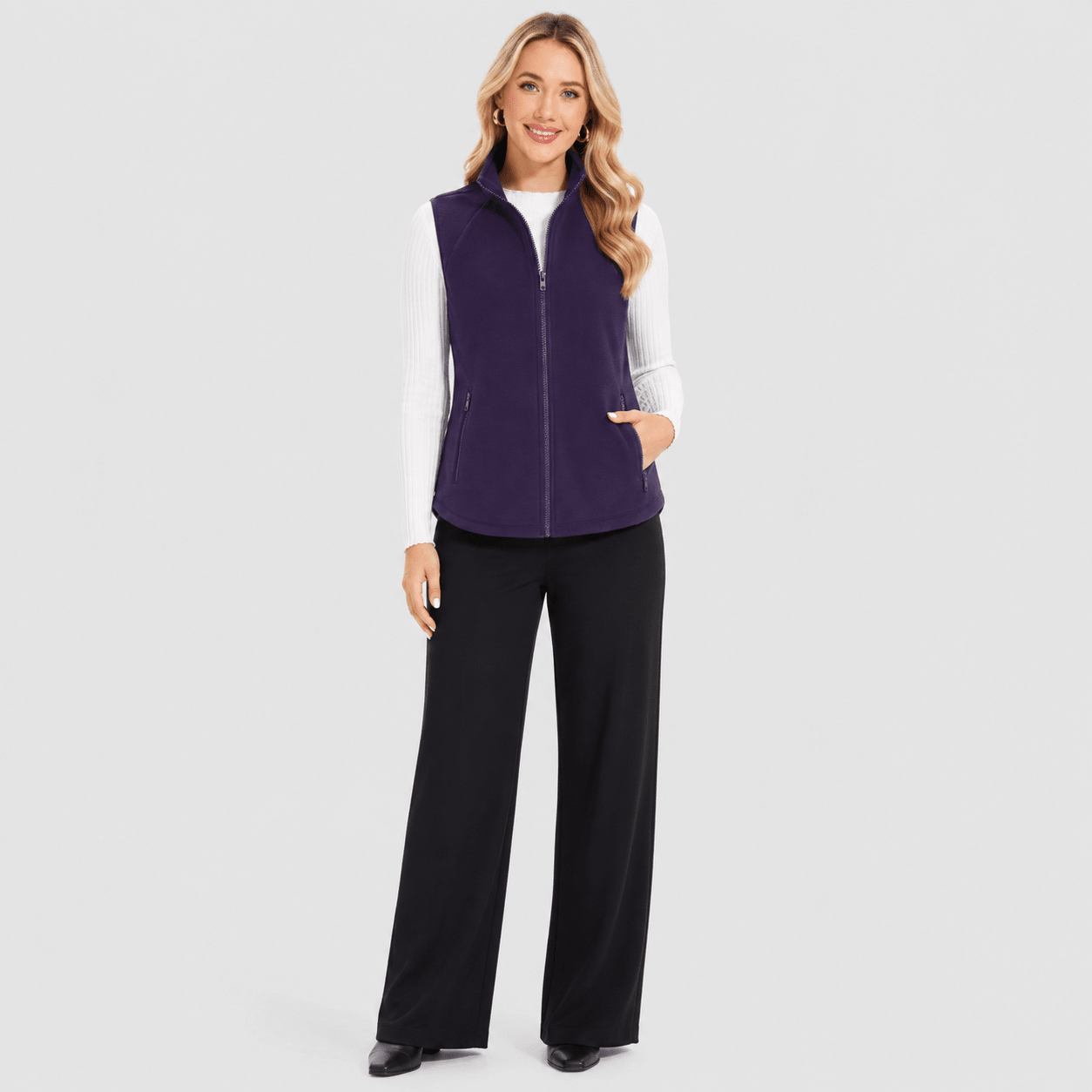 Deep Purple MAGCOMSEN Women's Fleece Vest Sleeveless Lightweight Warmth Jackets in #Color_Deep Purple