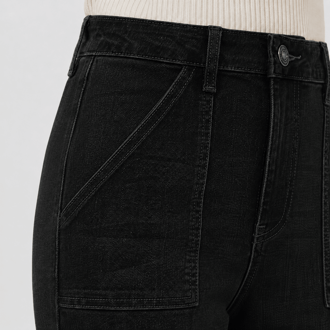 Women's High Waisted Straight Leg Jeans - Stretch Wide Leg Denim Pants Black by MAGCOMSEN