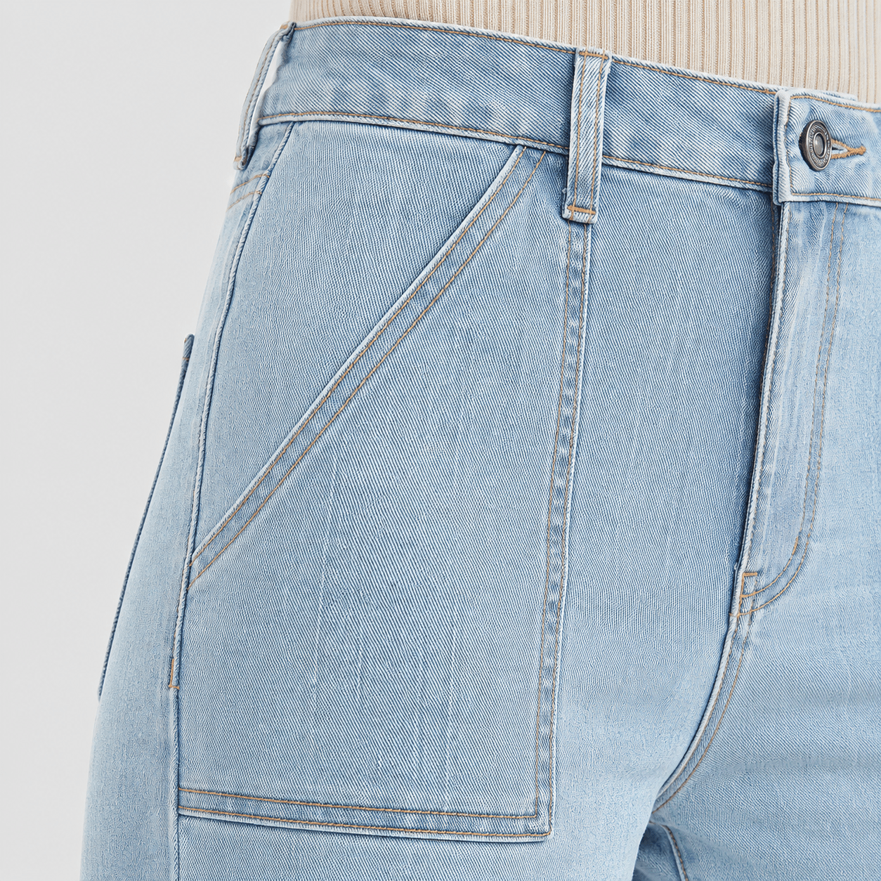 Women's High Waisted Straight Leg Jeans - Stretch Wide Leg Denim Pants Light Blue by MAGCOMSEN