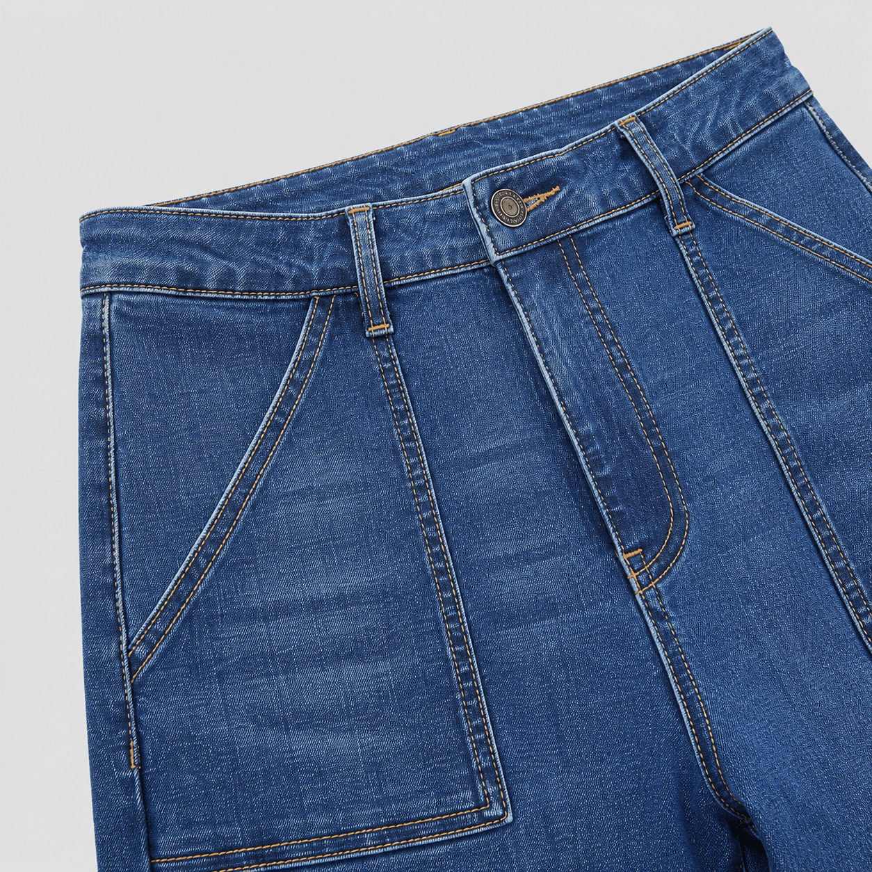 Women's High Waisted Straight Leg Jeans - Stretch Wide Leg Denim Pants Dark Blue by MAGCOMSEN
