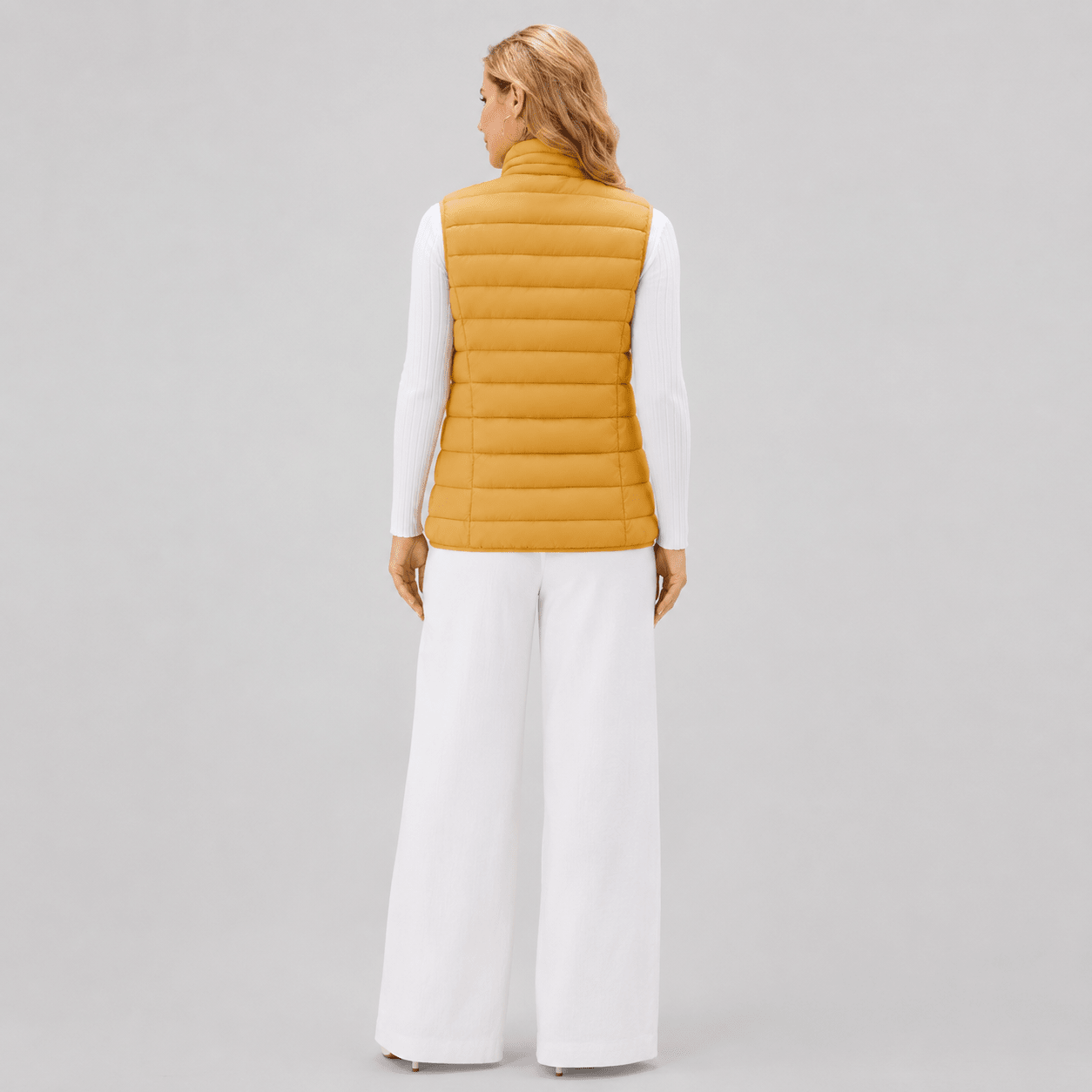 Yellow MAGCOMSEN Women's Lightweight Puffer Vest with 4 Pockets & Stand Collar in #Color_Yellow