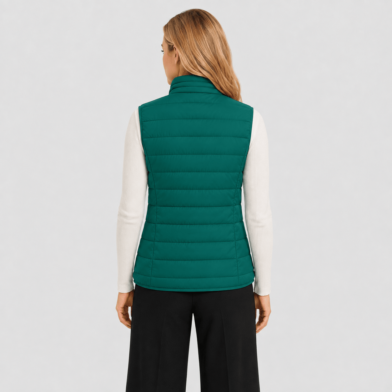 Emerald Green MAGCOMSEN Women's Lightweight Puffer Vest with 4 Pockets & Stand Collar in #Color_Emerald Green
