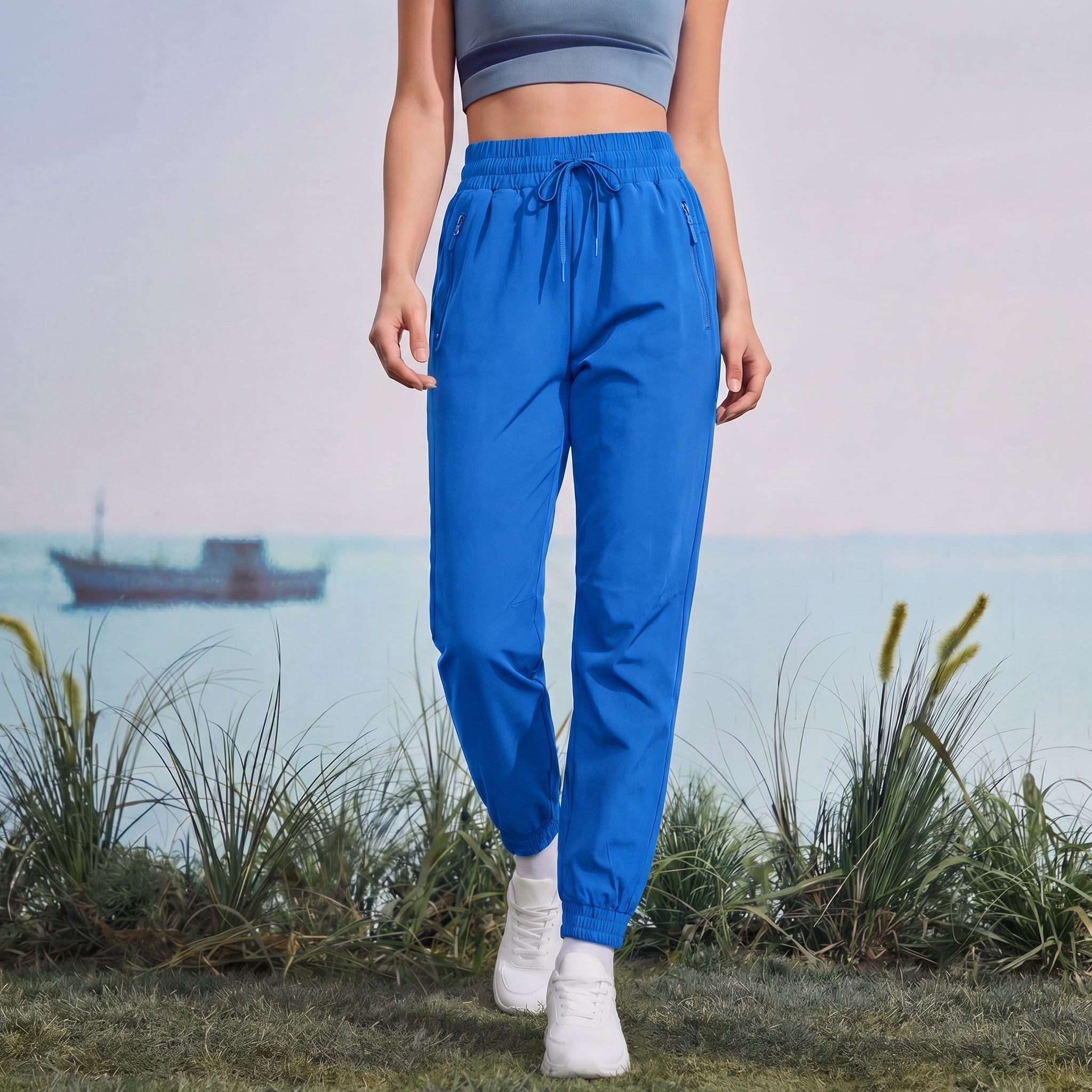 Women's Lightweight Water - Resistant Hiking Joggers with Pockets bright - blue by MAGCOMSEN