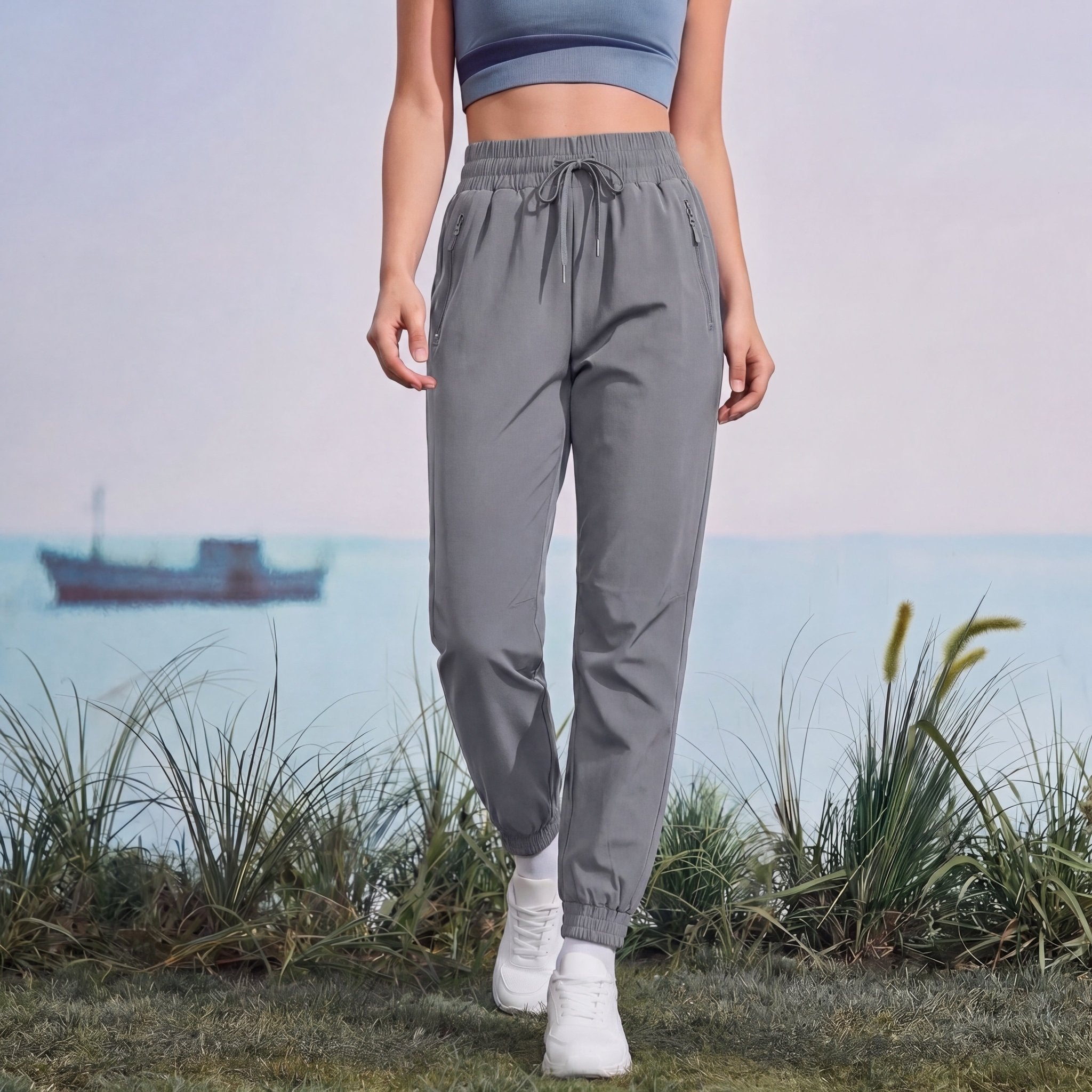 Women's Lightweight Water - Resistant Hiking Joggers with Pockets light - grey by MAGCOMSEN