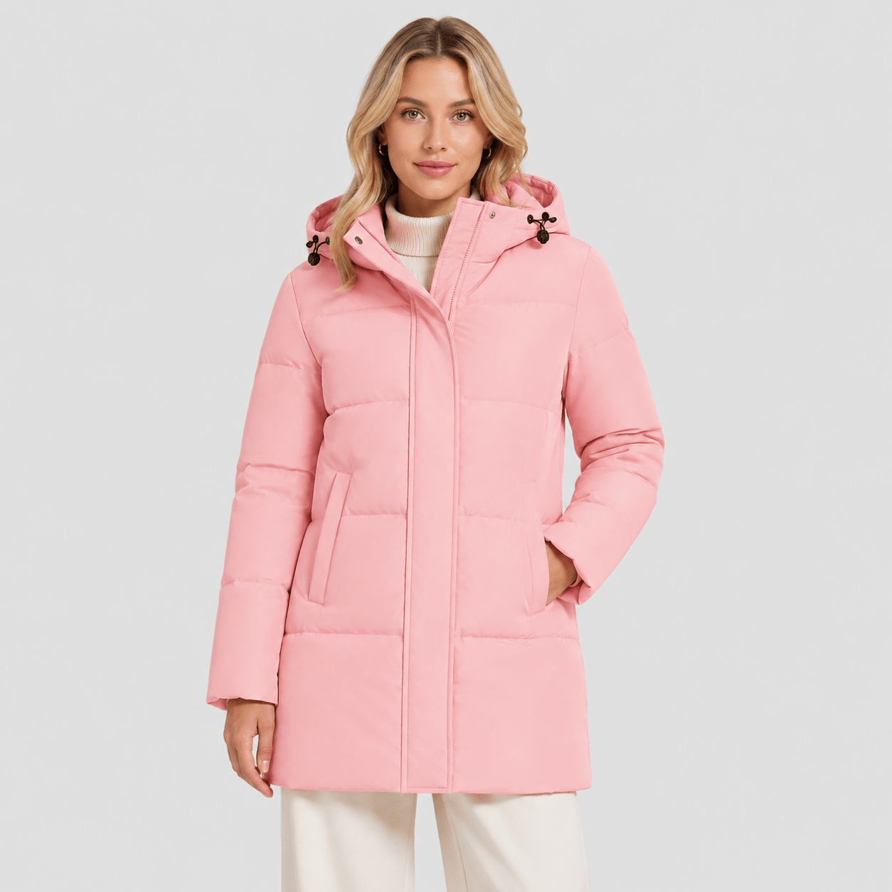 Pink MAGCOMSEN Women's Long Down Parka Waterproof Hooded Winter Puffer Coat in #Color_Pink