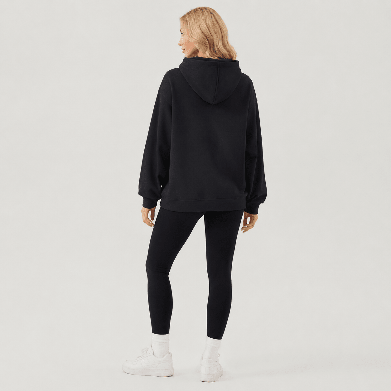 Women's Oversized Fleece Hoodie - Soft Pullover Sweatshirt with Kangaroo Pocket Blue Grey by MAGCOMSEN