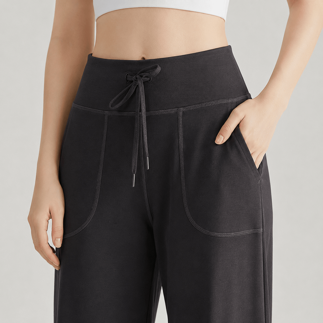 Women's Straight Leg Yoga Pants - Stretch Pull-On Pants Grey by MAGCOMSEN