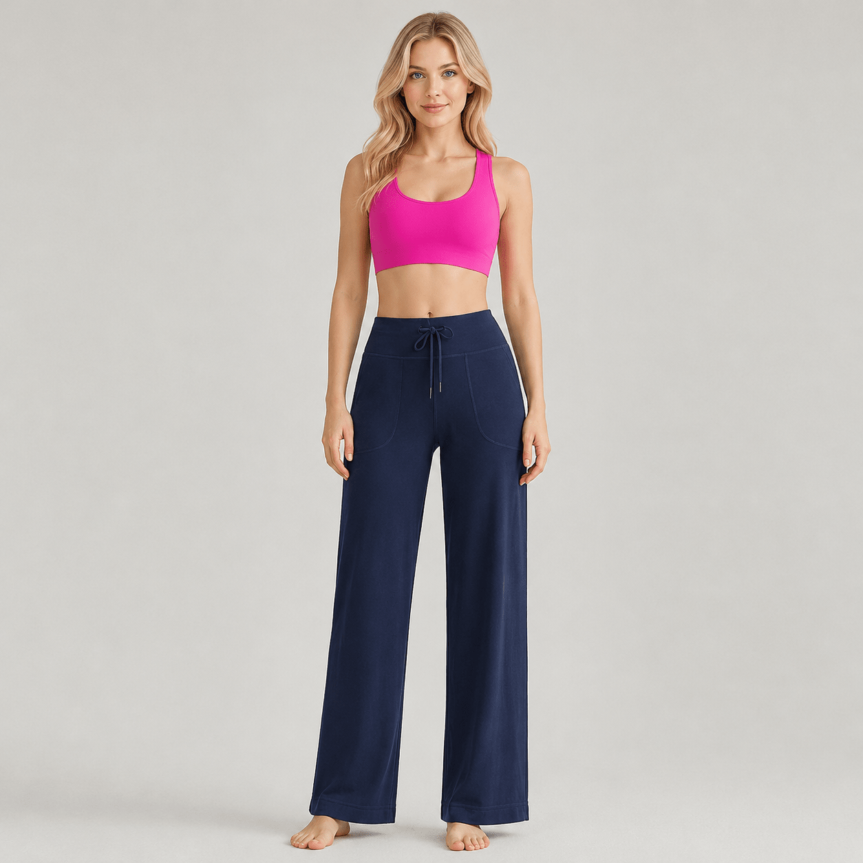 Women's Straight Leg Yoga Pants - Stretch Pull-On Pants Black by MAGCOMSEN