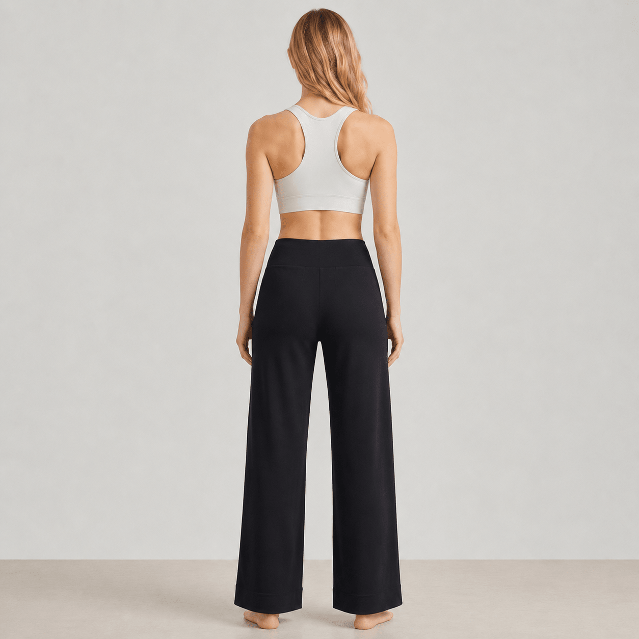 Women's Straight Leg Yoga Pants - Stretch Pull-On Pants Black by MAGCOMSEN