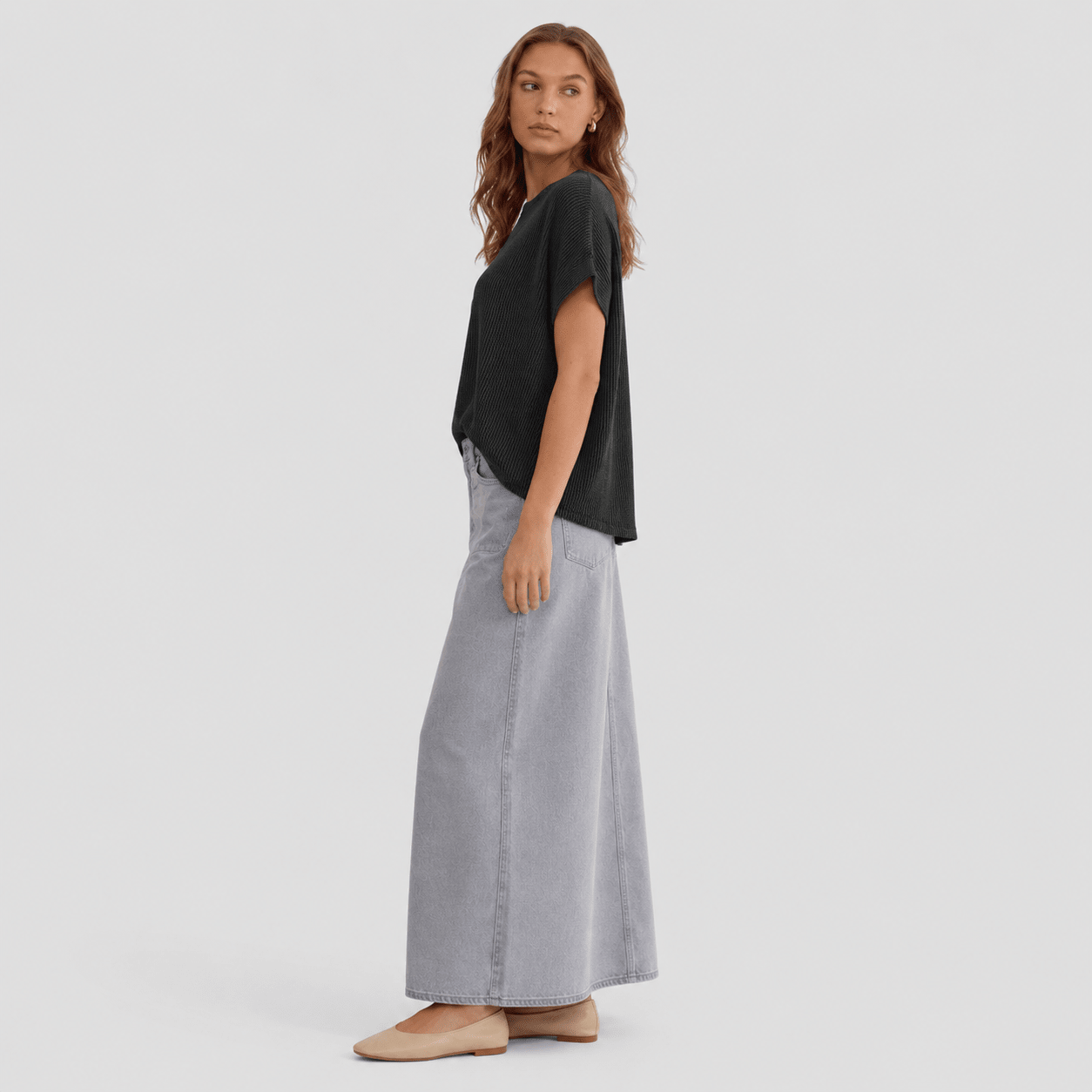 Women's Textured Short Sleeve Top - Lightweight Everyday Tee Dark Grey by MAGCOMSEN
