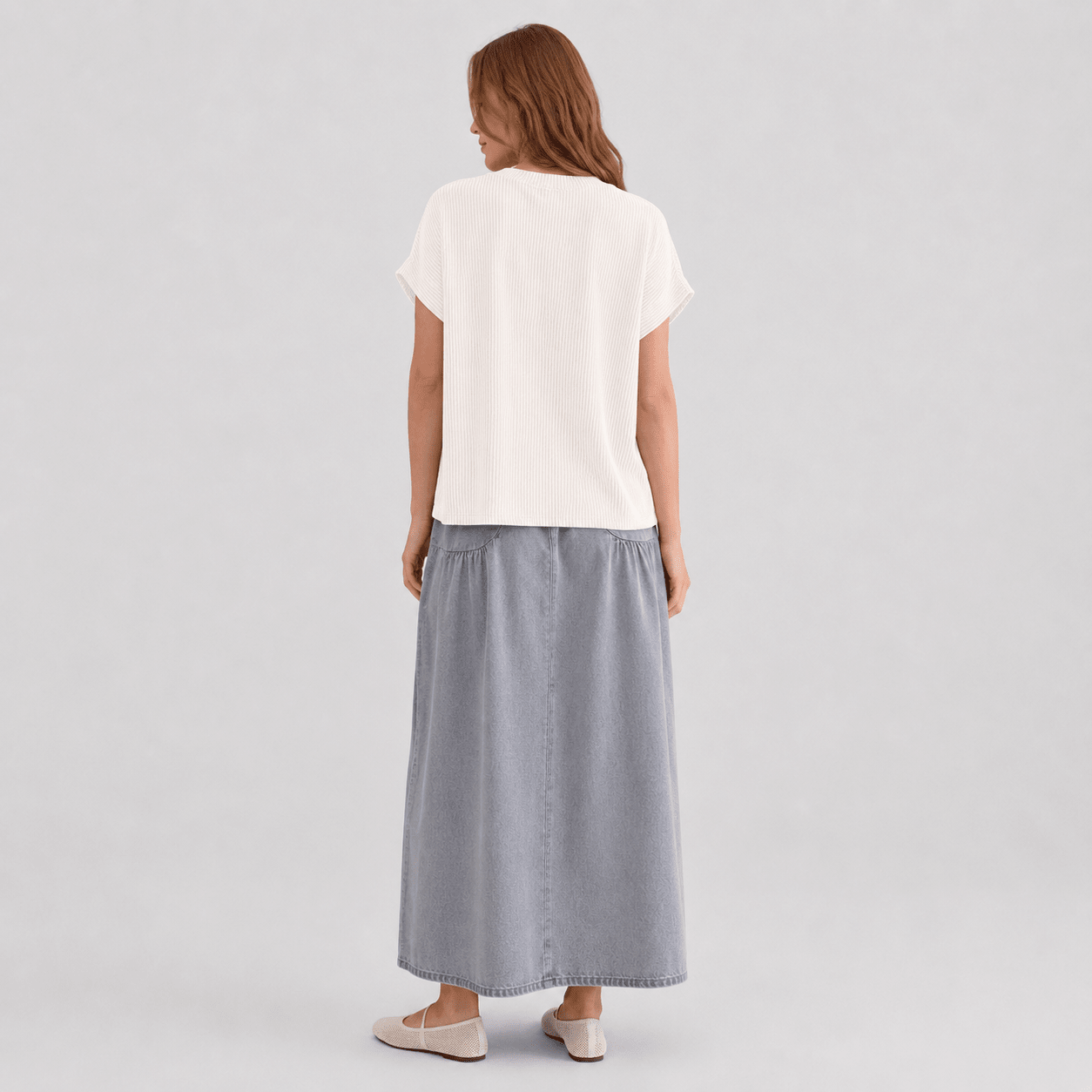 Women's Textured Short Sleeve Top - Lightweight Everyday Tee White by MAGCOMSEN