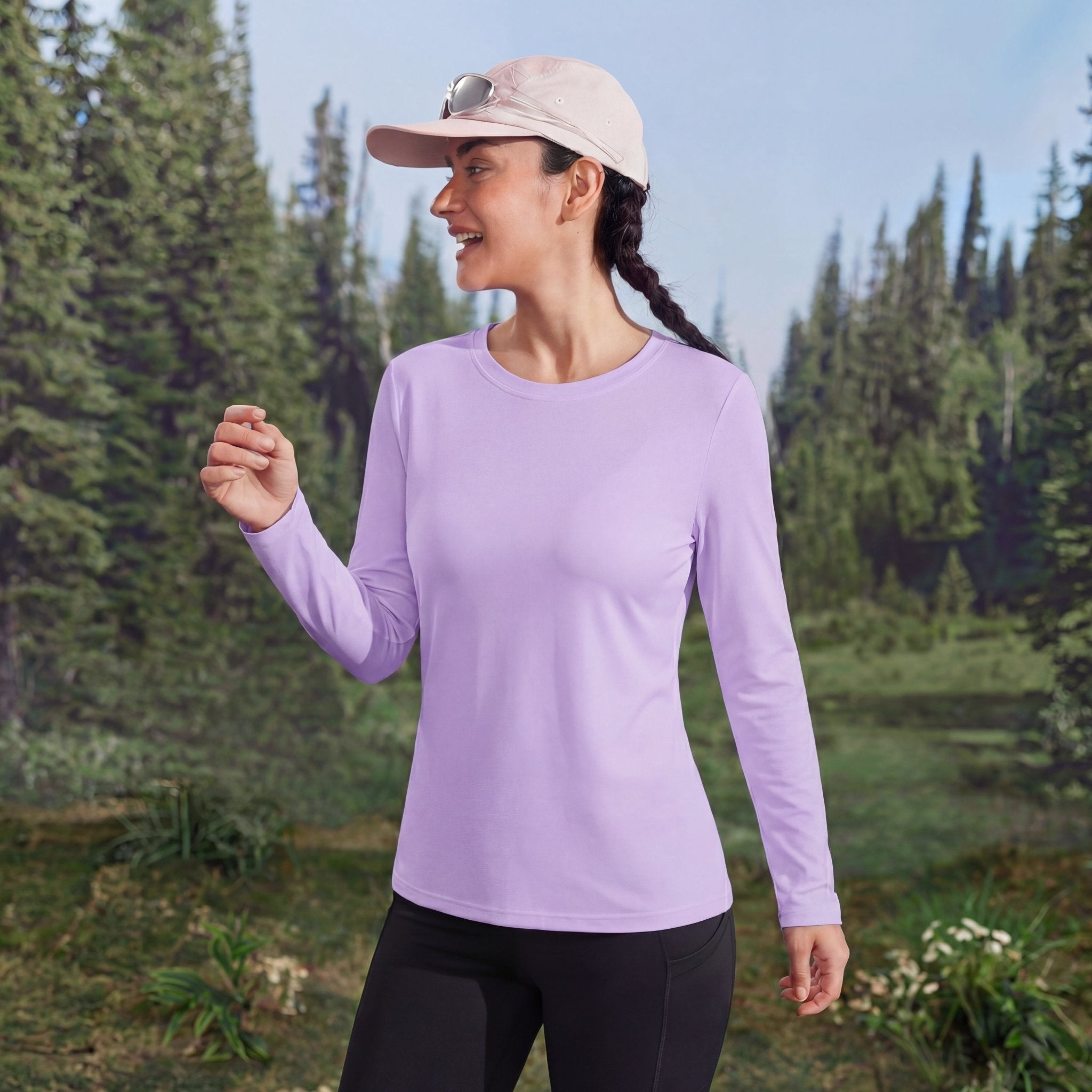 Women's UPF 80+ Long Sleeve Sun Protection Quick-Dry Shirt White by MAGCOMSEN #Color_Light Purple