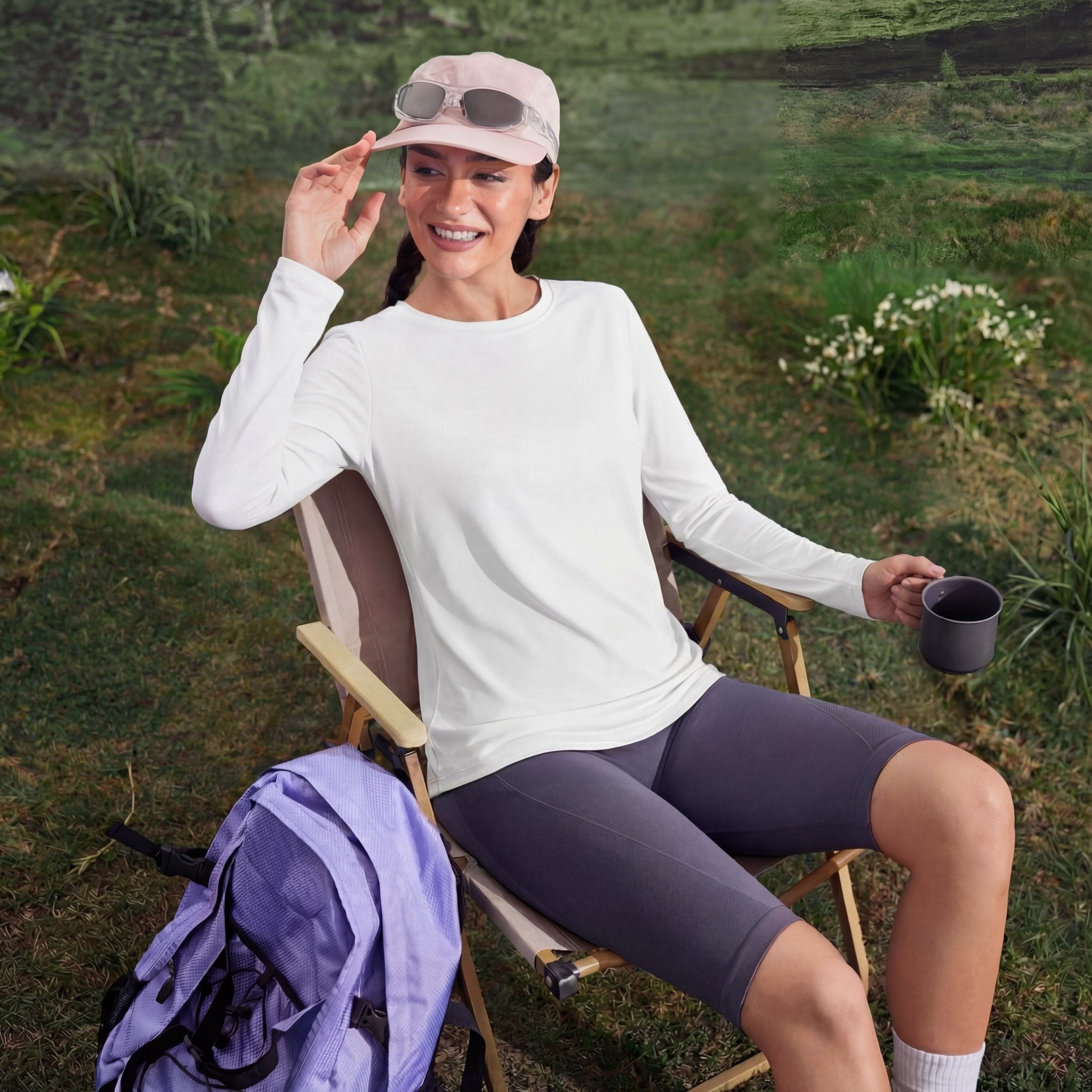 Women's UPF 80+ Long Sleeve Sun Protection Quick-Dry Shirt White by MAGCOMSEN #Color_White