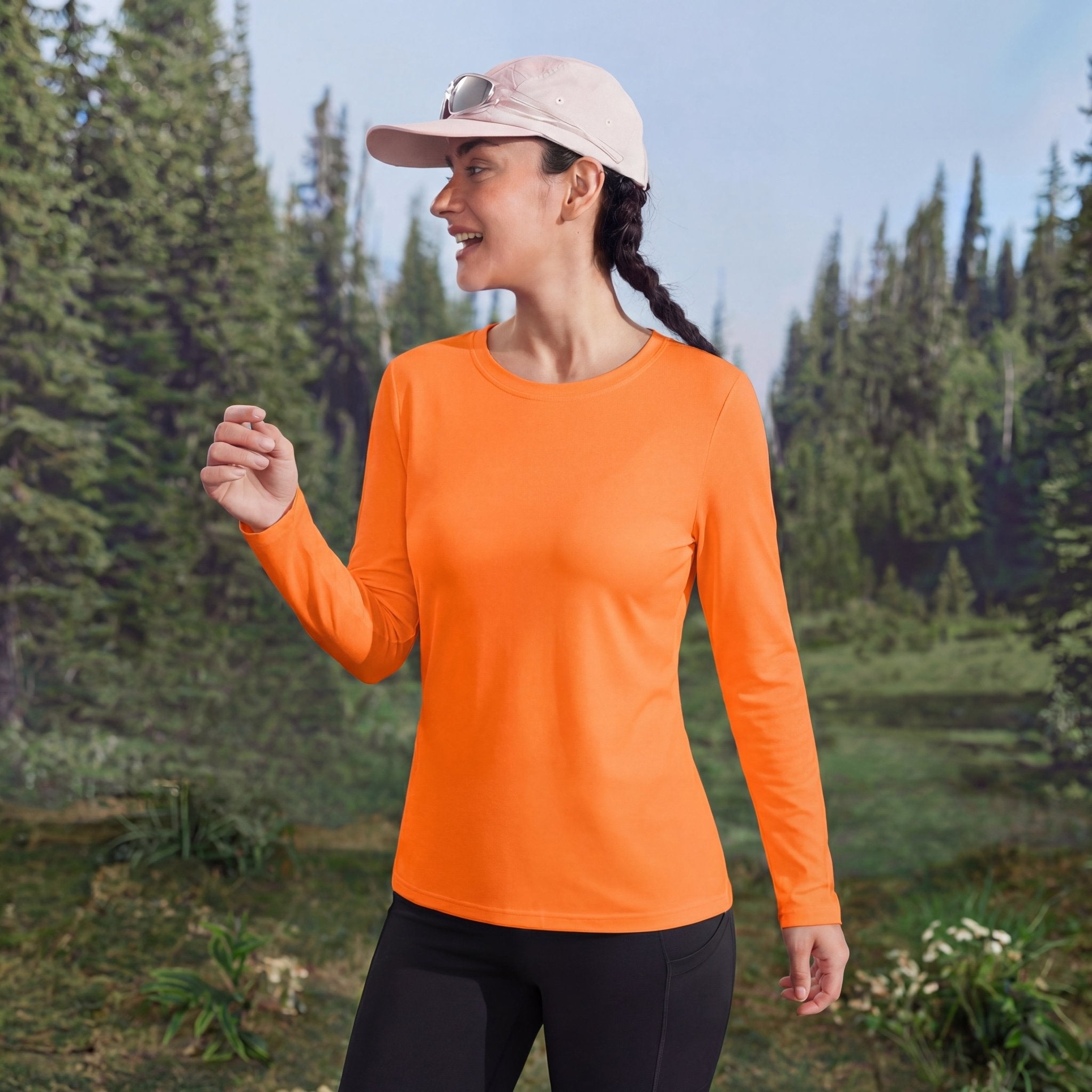 Women's UPF 80+ Long Sleeve Sun Protection Quick-Dry Shirt White by MAGCOMSEN #Color_Bright Orange