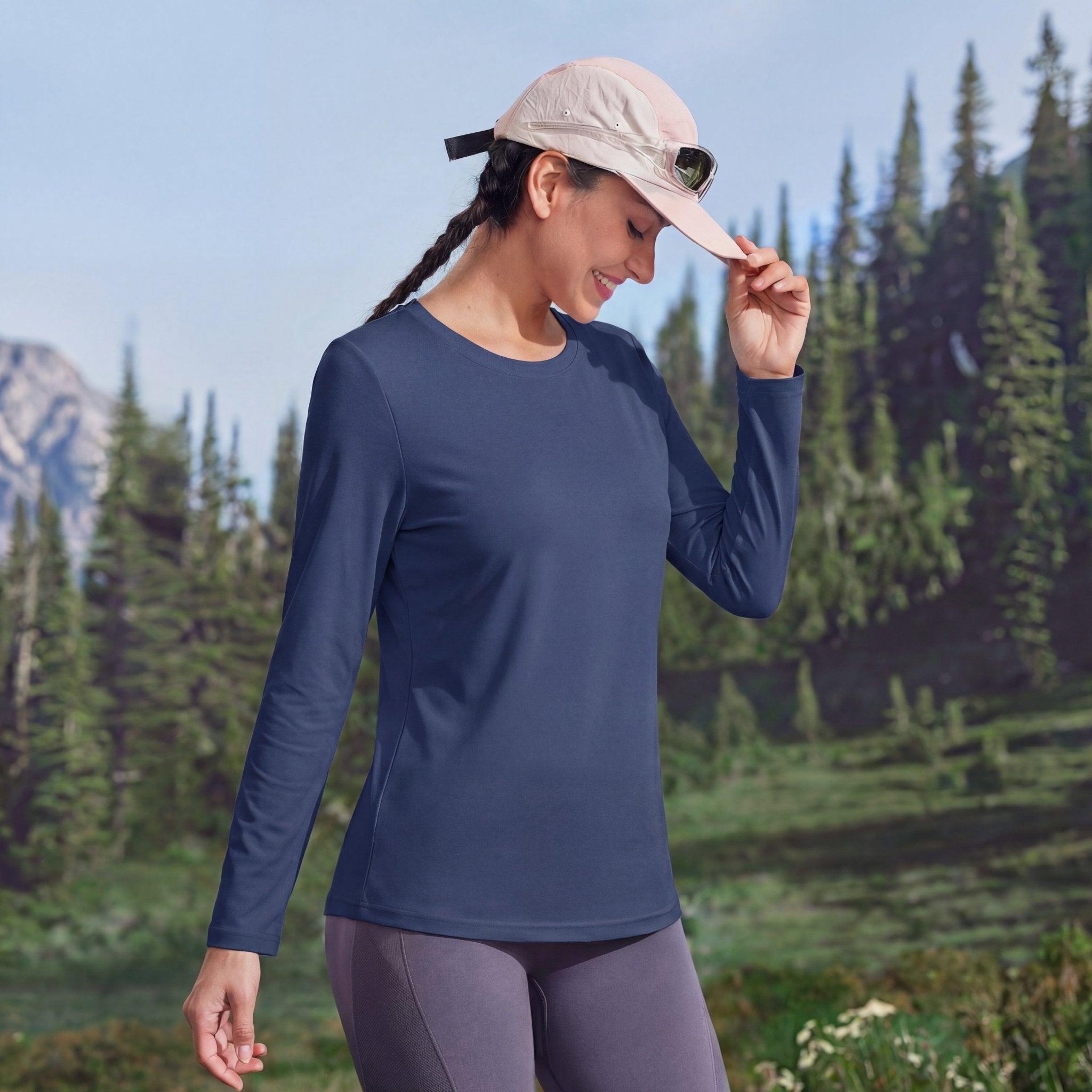 Women's UPF 80+ Long Sleeve Sun Protection Quick-Dry Shirt White by MAGCOMSEN #Color_Navy