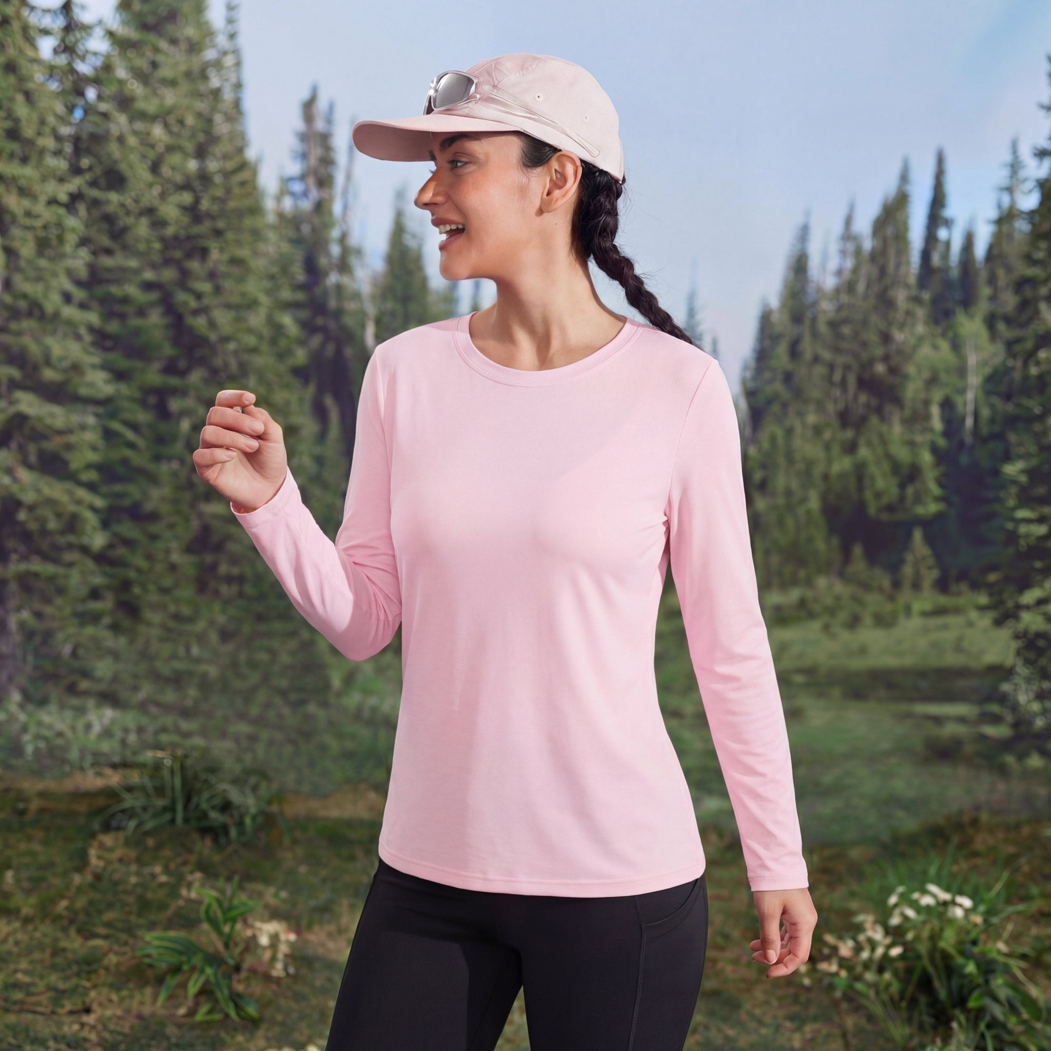 Women's UPF 80+ Long Sleeve Sun Protection Quick-Dry Shirt White by MAGCOMSEN #Color_Light Pink