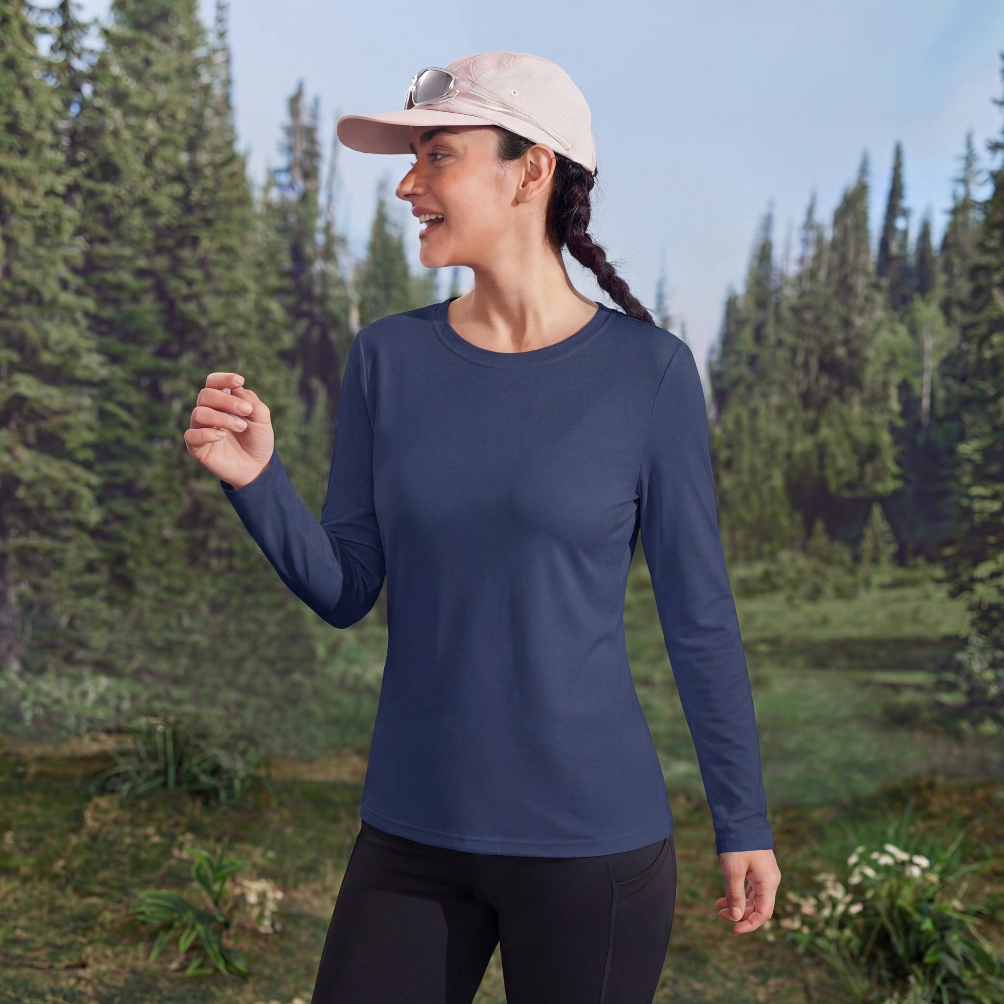 Women's UPF 80+ Long Sleeve Sun Protection Quick-Dry Shirt White by MAGCOMSEN #Color_Navy