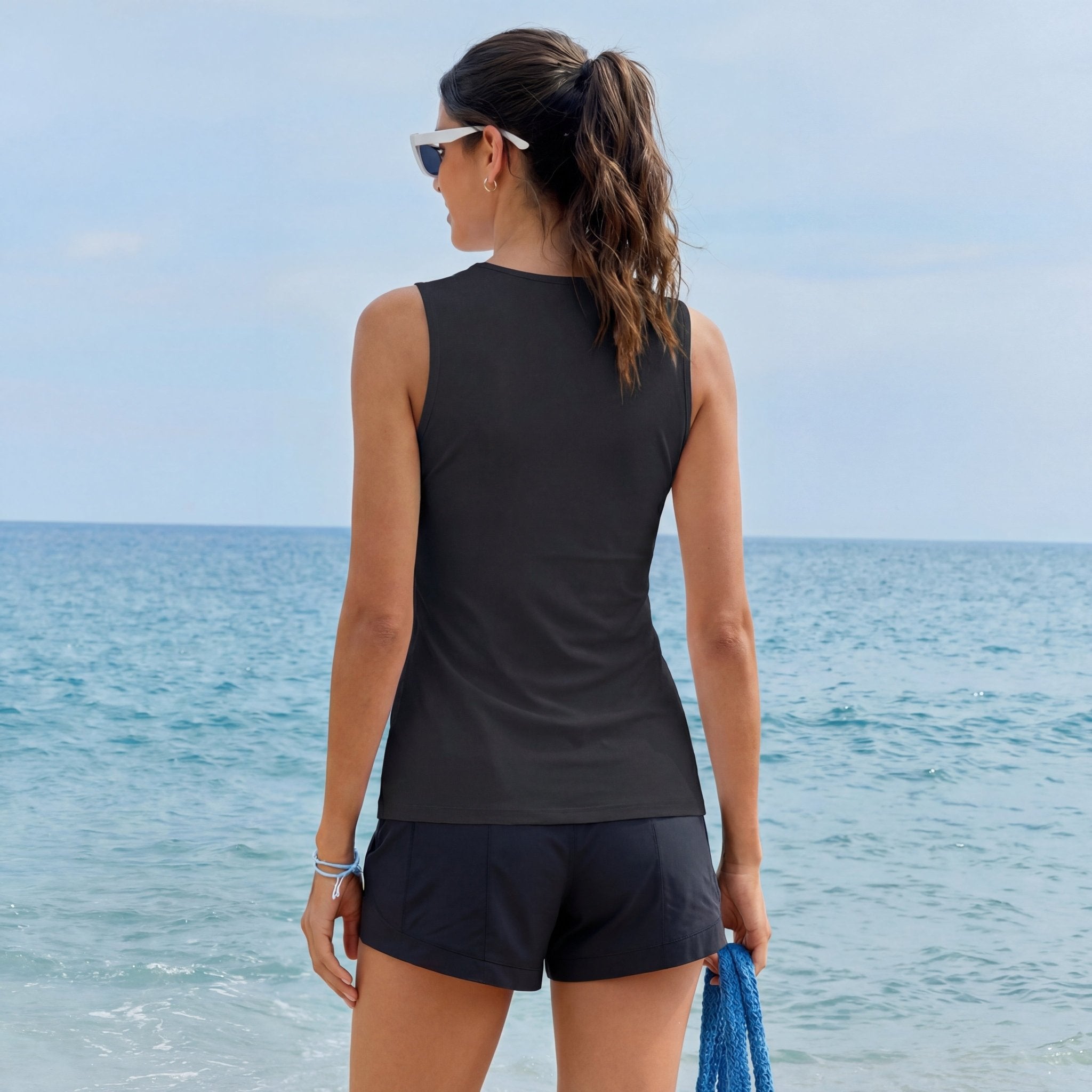 Women's UPF 80+ Tank Top - Quick Dry Workout & Outdoor Black by MAGCOMSEN #Color_Black