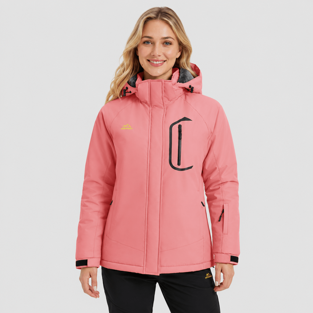 Women's Waterproof Ski Jacket - Insulated Winter Snow Coat with Hood Rose Red by MAGCOMSEN