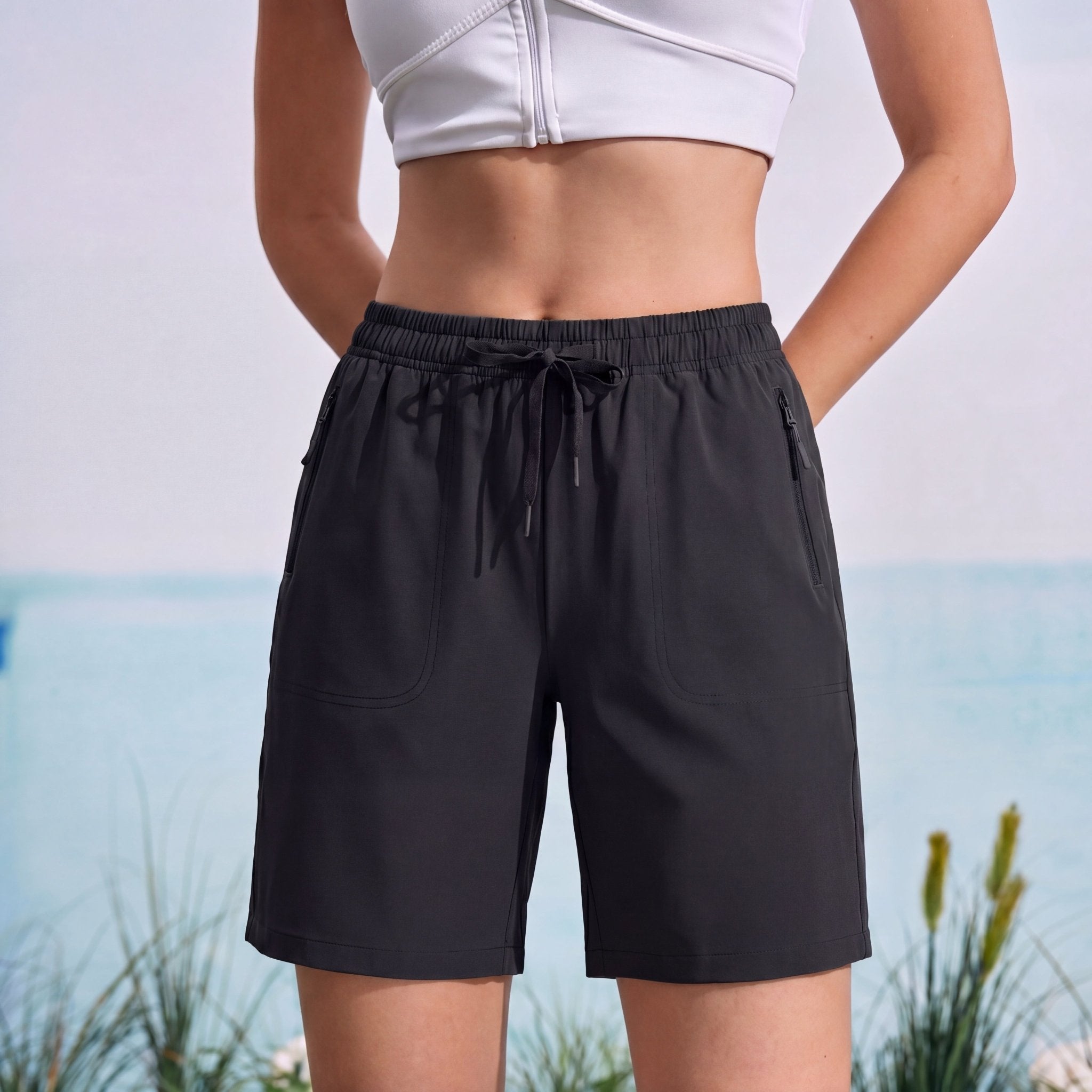 Women's Waterproof Sunprotection Lightweight Quick - Dry Hiking Shorts with 3 Pockets Black by MAGCOMSEN