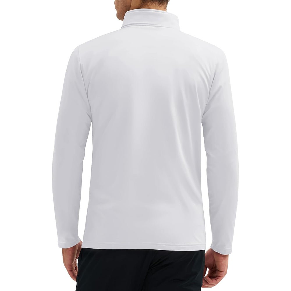 White Men's 1/4 Zip Long Sleeve Golf Winter Pullover Fleece Lined - MAGCOMSEN