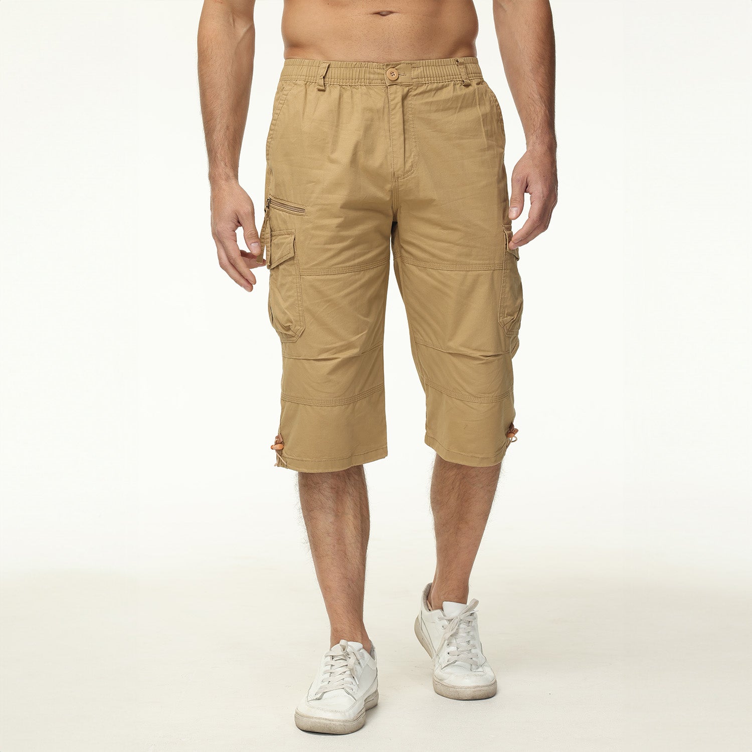 Men's Below Knee Cargo Shorts - Cotton, 7 Pockets, Work Capris - MAGCOMSEN