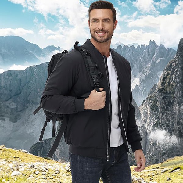 Men's Bomber Jacket, Quilted & Windproof with Pockets - MAGCOMSEN