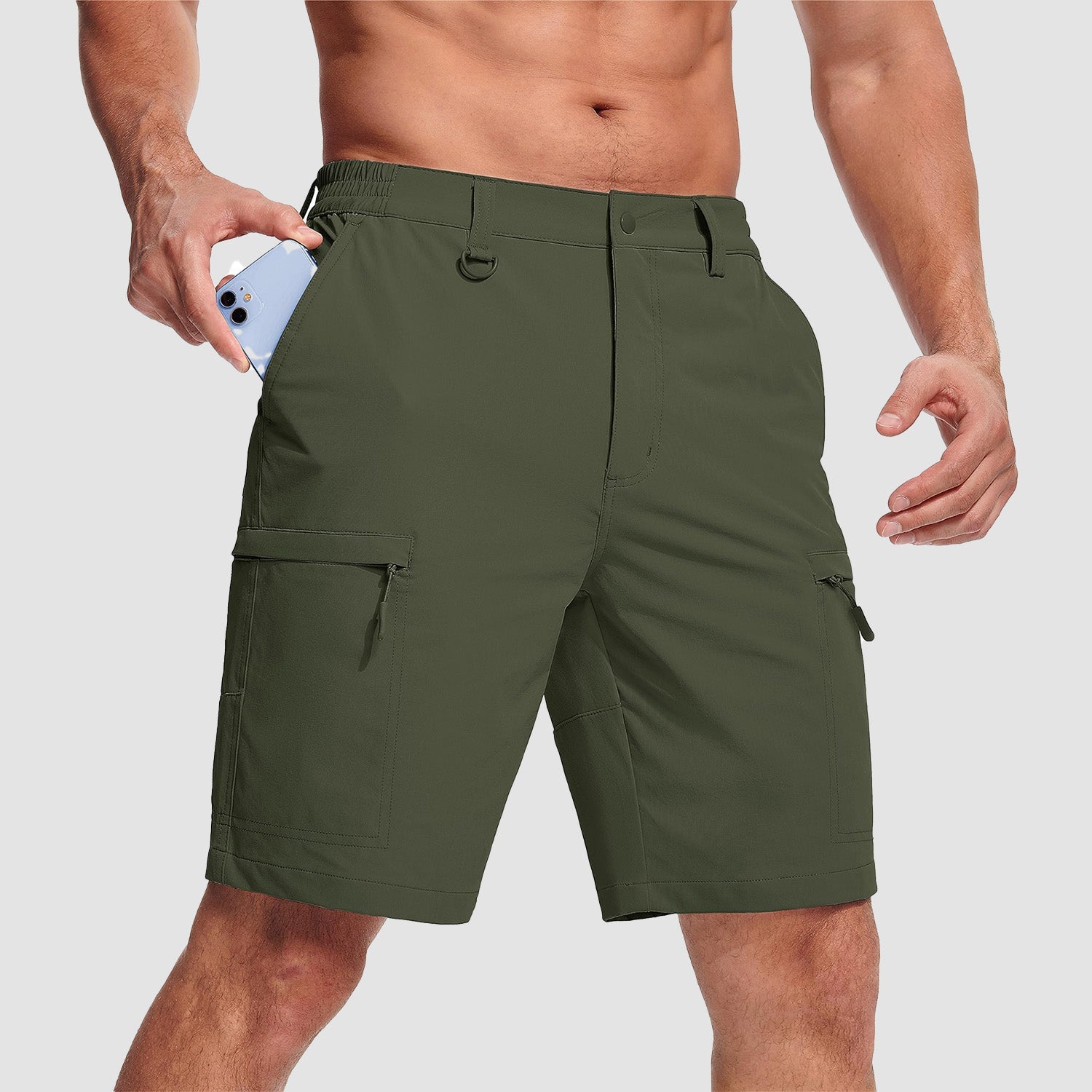 Magcomsen Men's Casual Quick-Dry 5 Pockets Cargo Short Army Green by MAGCOMSEN #Color_Army Green