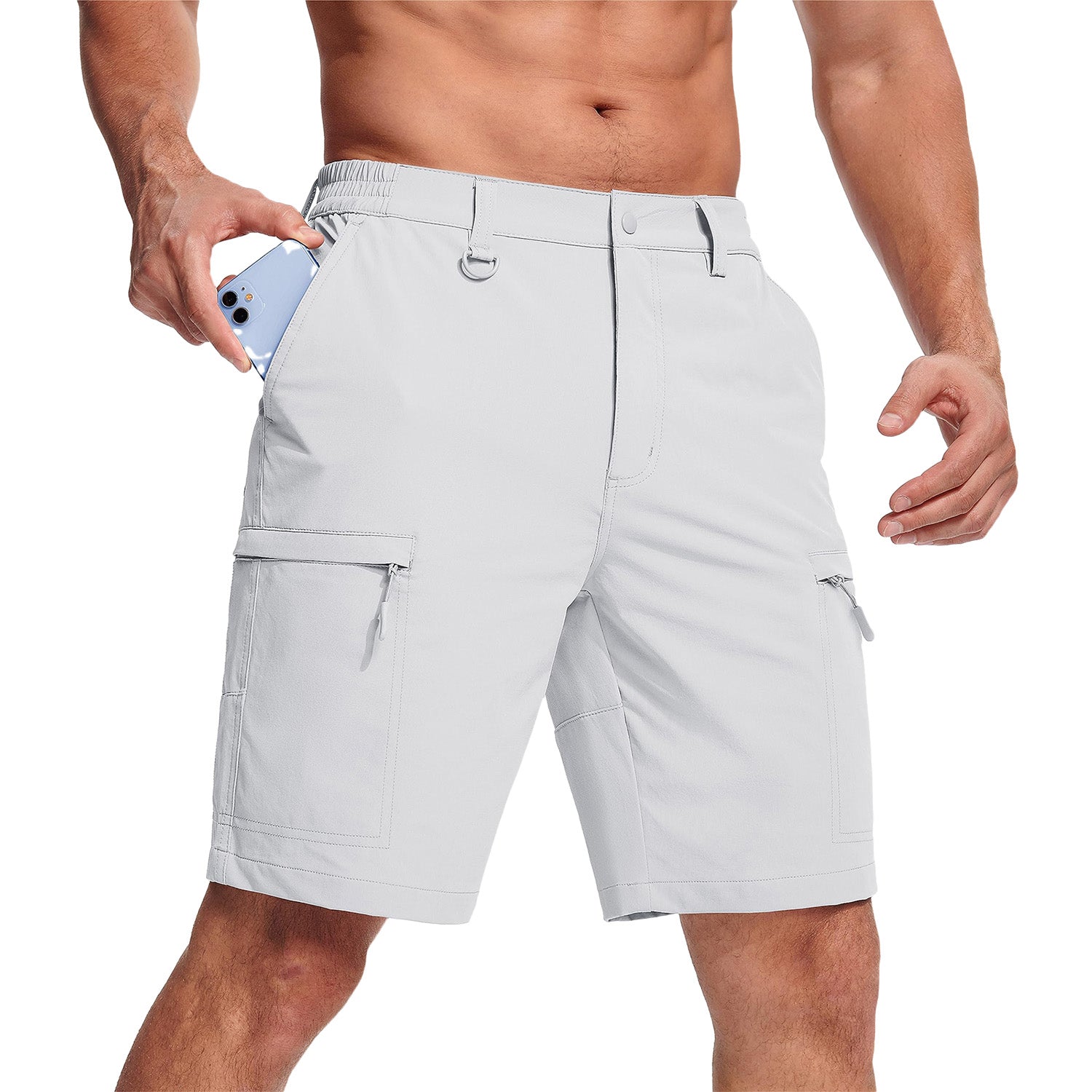 Magcomsen Men's Casual Quick-Dry 5 Pockets Cargo Short White by MAGCOMSEN #Color_White