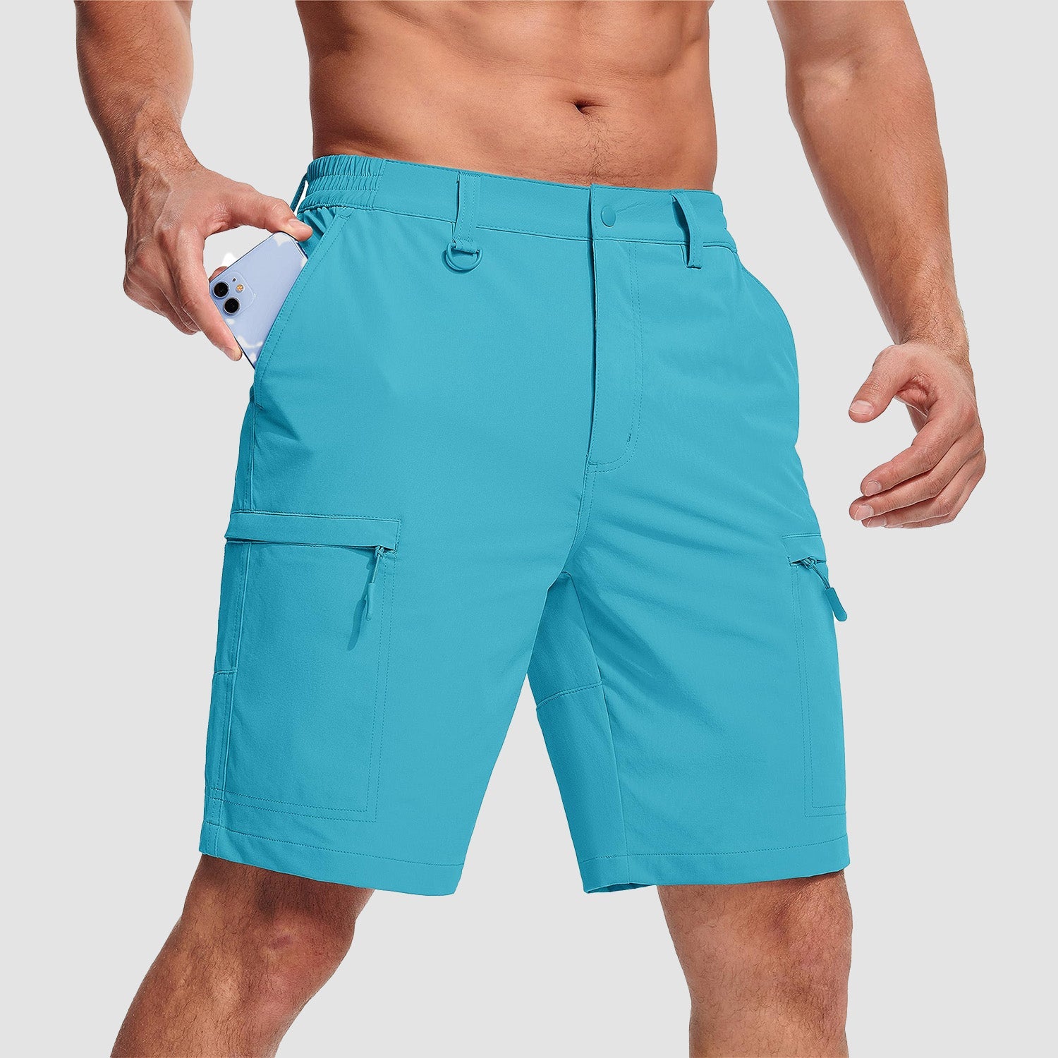 Magcomsen Men's Casual Quick-Dry 5 Pockets Cargo Short Ice Blue by MAGCOMSEN #Color_Ice Blue