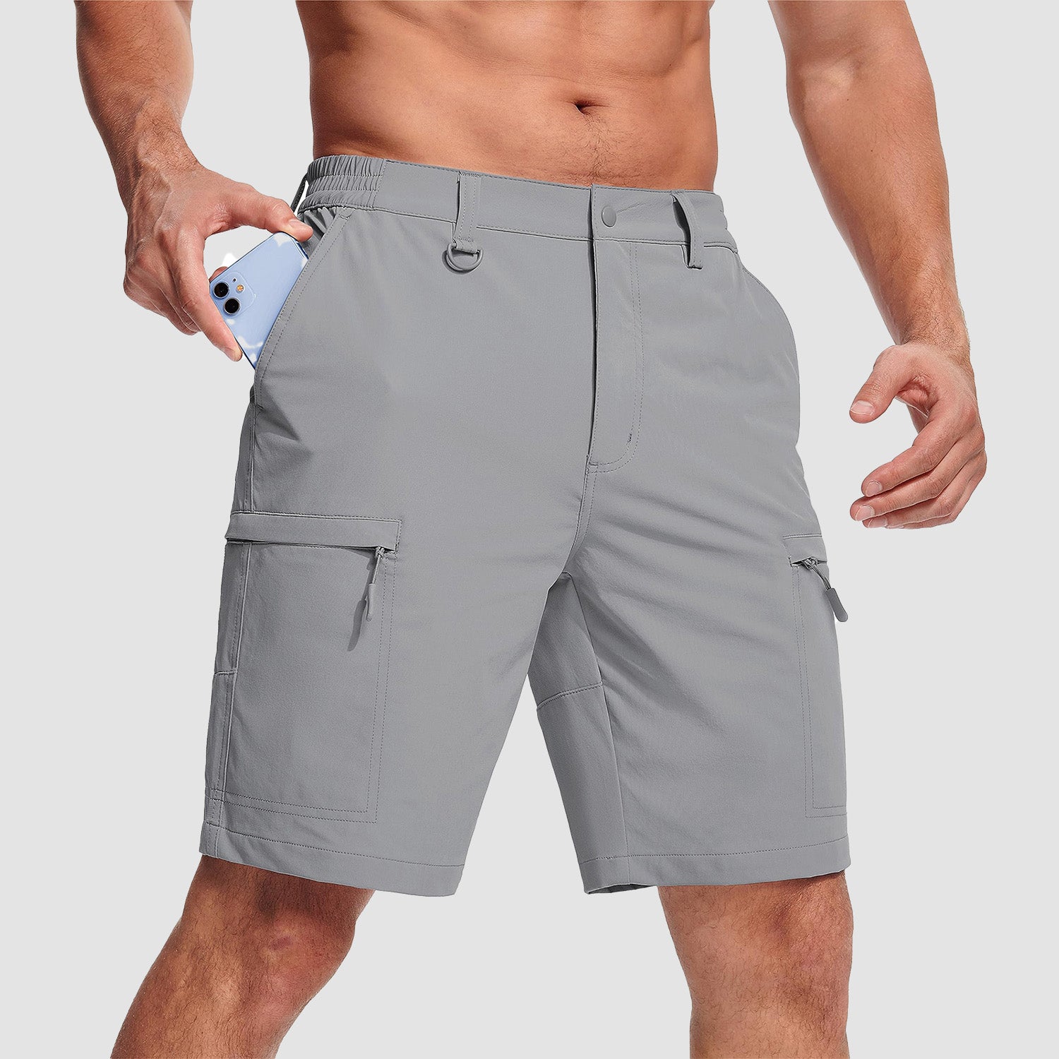 Magcomsen Men's Casual Quick-Dry 5 Pockets Cargo Short Light Grey by MAGCOMSEN #Color_Light Grey