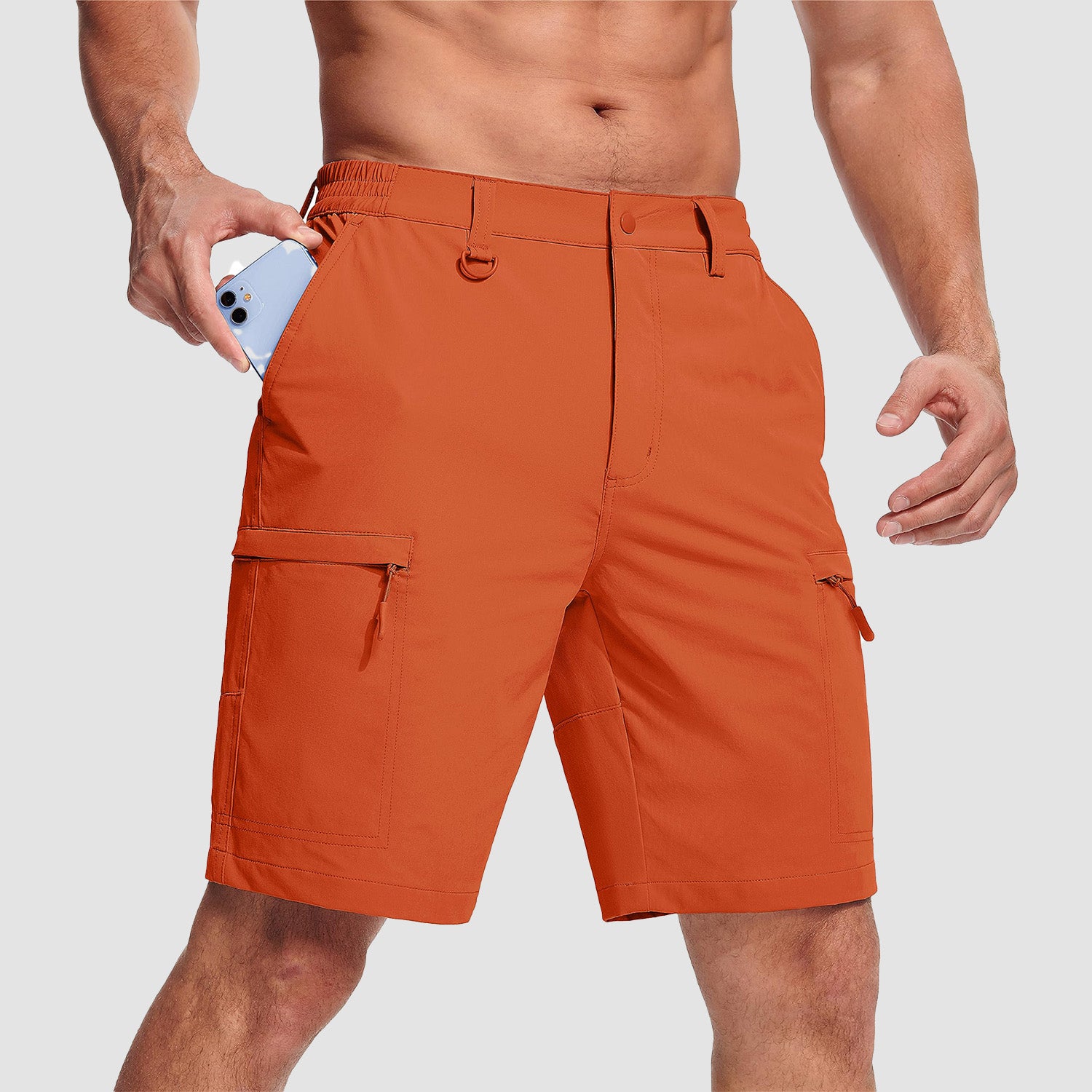 Magcomsen Men's Casual Quick-Dry 5 Pockets Cargo Short Orange by MAGCOMSEN #Color_Orange