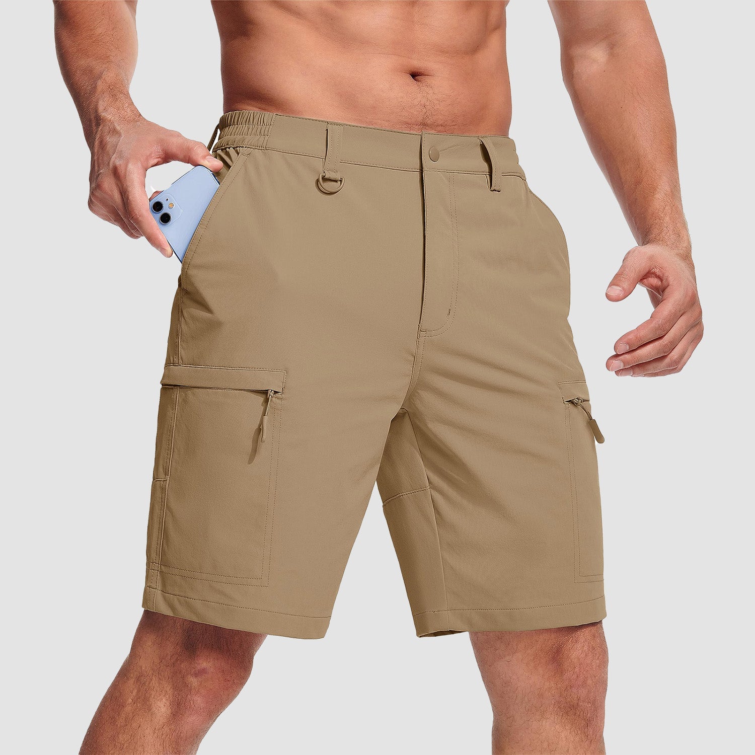 Magcomsen Men's Casual Quick-Dry 5 Pockets Cargo Short Khaki by MAGCOMSEN #Color_Khaki