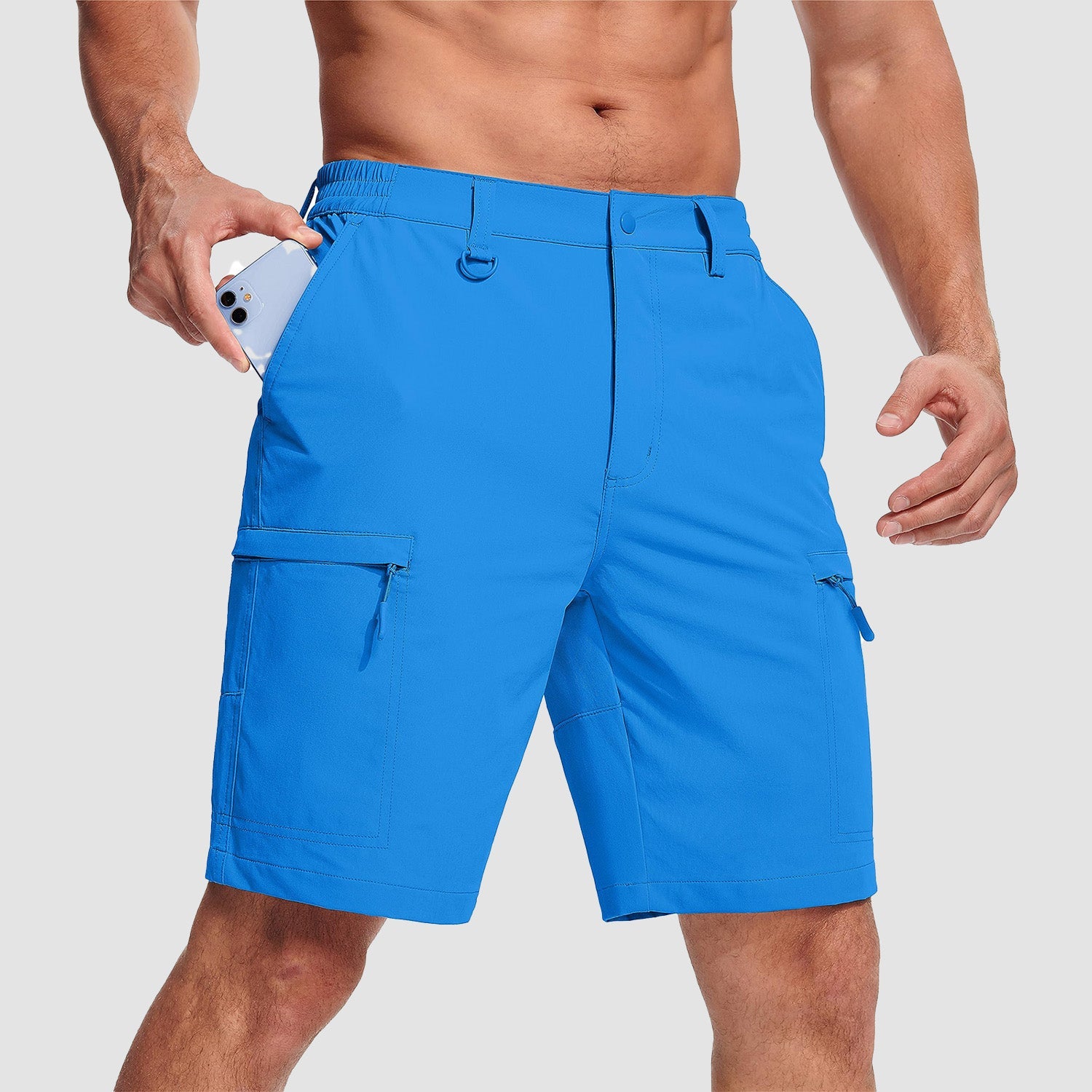 Magcomsen Men's Casual Quick-Dry 5 Pockets Cargo Short Azure by MAGCOMSEN #Color_Azure