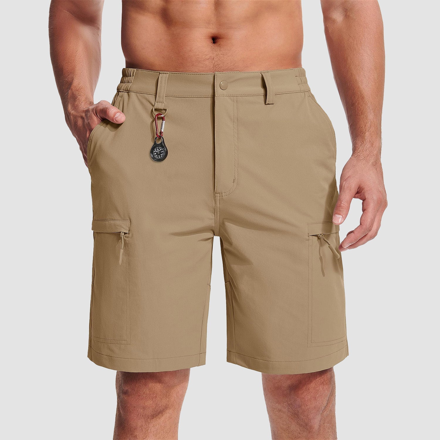 Magcomsen Men's Casual Quick-Dry 5 Pockets Cargo Short Khaki by MAGCOMSEN #Color_Khaki
