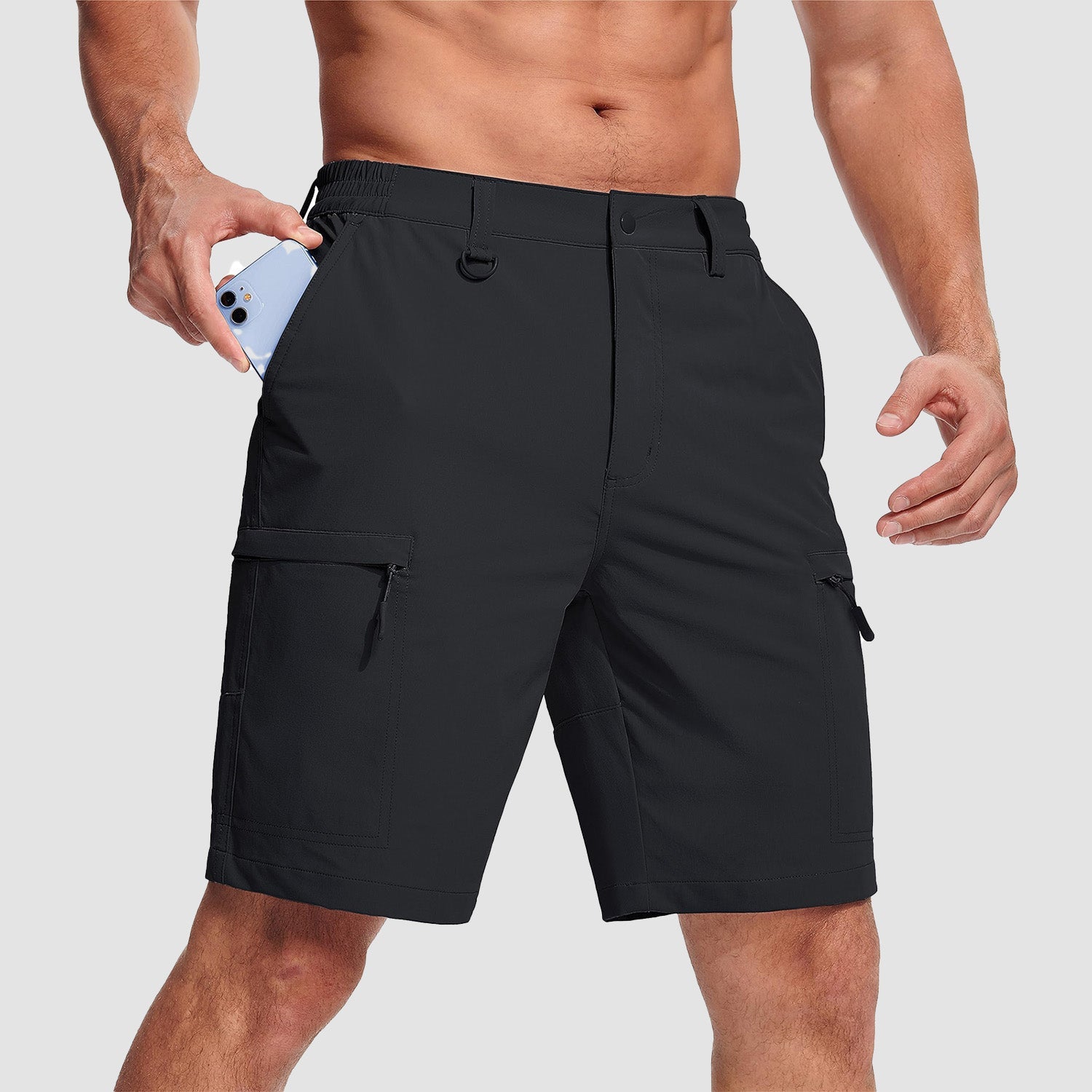 Magcomsen Men's Casual Quick-Dry 5 Pockets Cargo Short Black by MAGCOMSEN #Color_Black