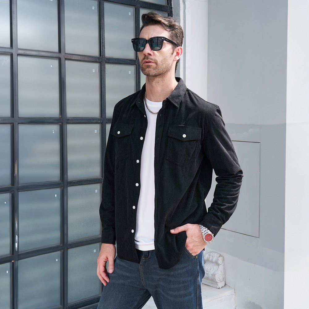 Men's Long Sleeve Corduroy Sun Protection Shirt - MAGCOMSEN