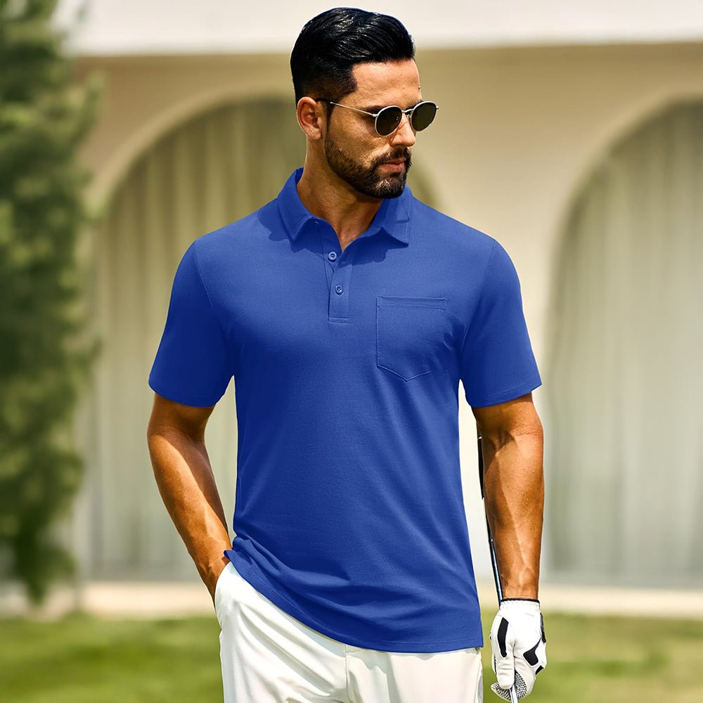 Men's Cotton Polo Shirts - Breathable Short Sleeve Golf Tee - MAGCOMSEN
