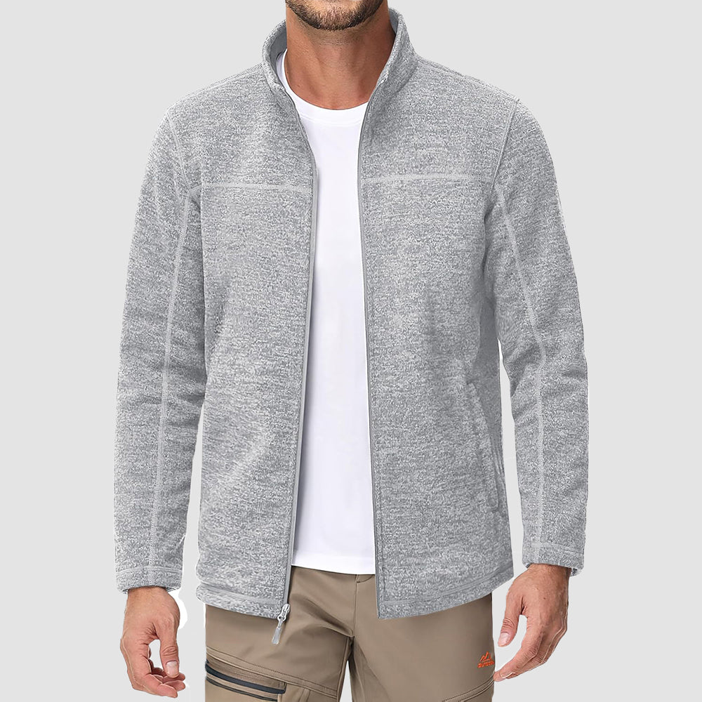 White Men's Fleece Jacket Full Zip Lightweight Warm Winter Sweatshirt - MAGCOMSEN