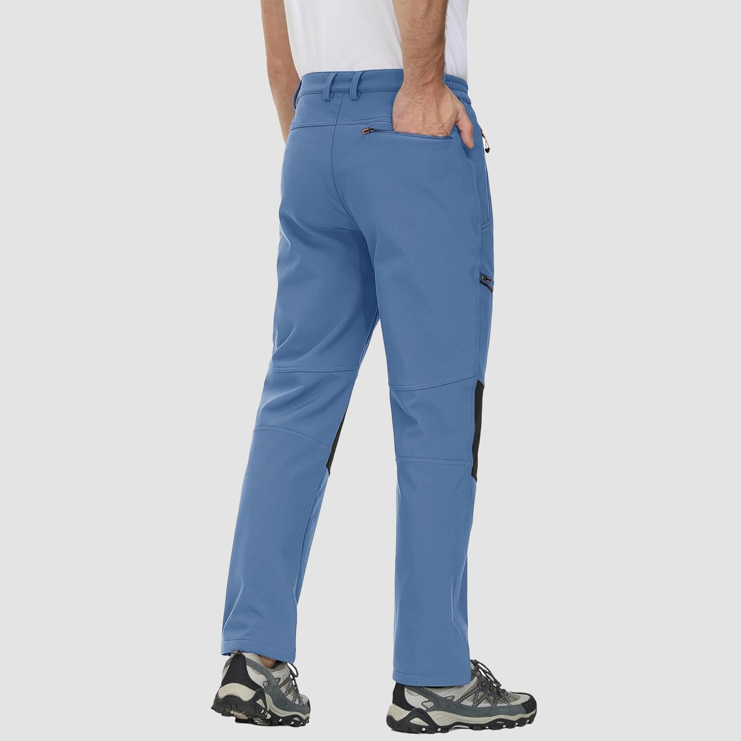 Light Blue Men's Fleece - Lined Ski Pants - Water - Resistant, 4 Zip Pockets - MAGCOMSEN