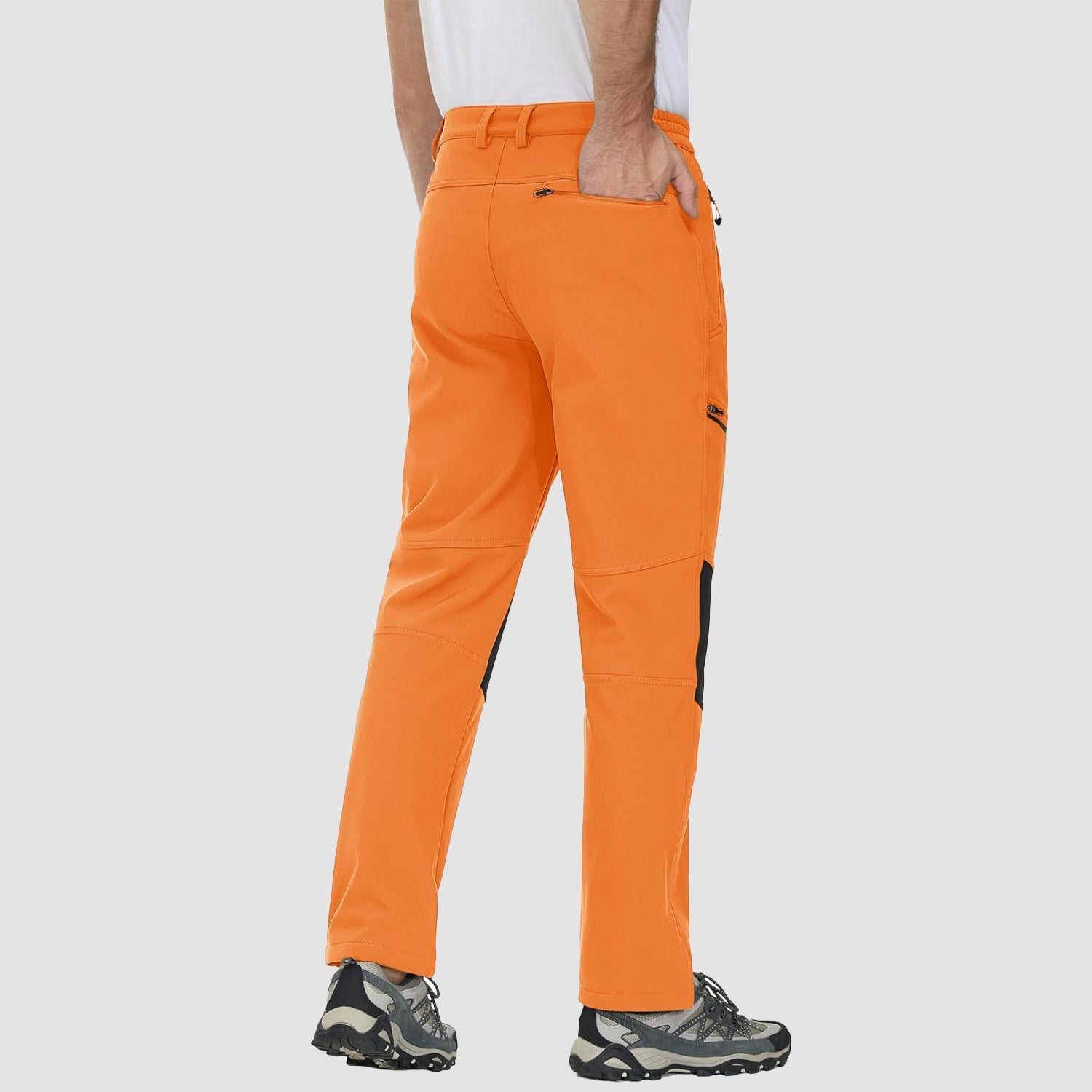 Bright Orange Men's Fleece - Lined Ski Pants - Water - Resistant, 4 Zip Pockets - MAGCOMSEN