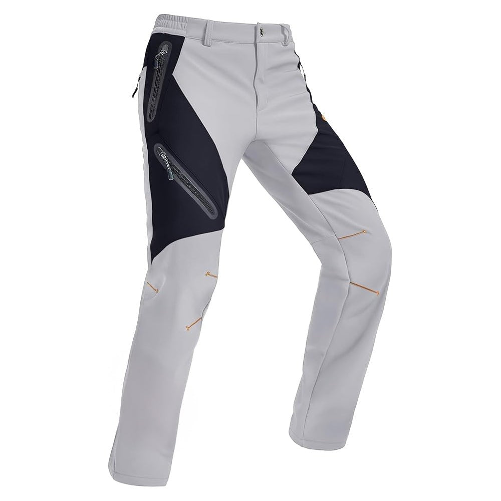 Army Green Men's Fleece - Lined Waterproof Snow Pants with Zip Pockets - MAGCOMSEN