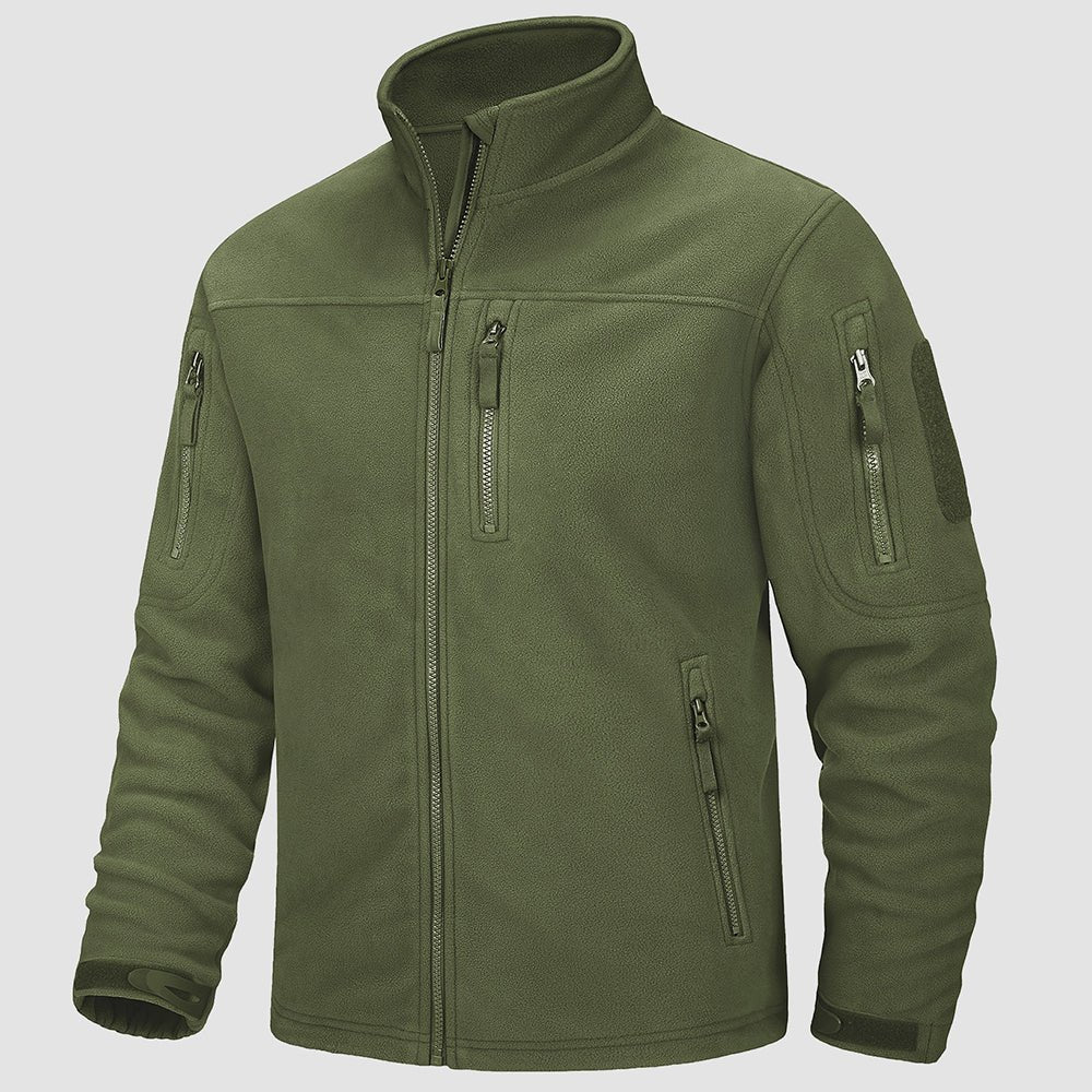 Army Green Men's Fleece Tactical Jacket Stand Collar Military Field Jackets - MAGCOMSEN