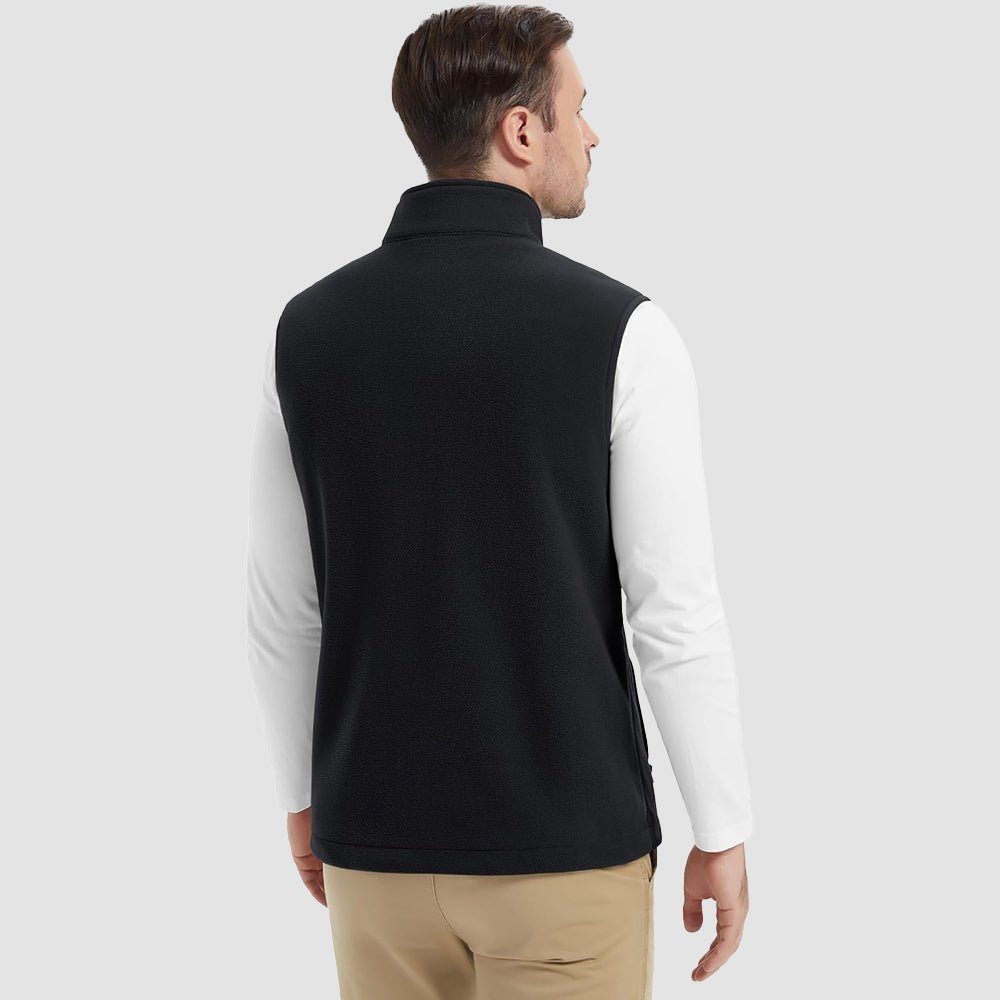 Black Men's Fleece Vest Lightweight Warm Winter Outerwear - MAGCOMSEN