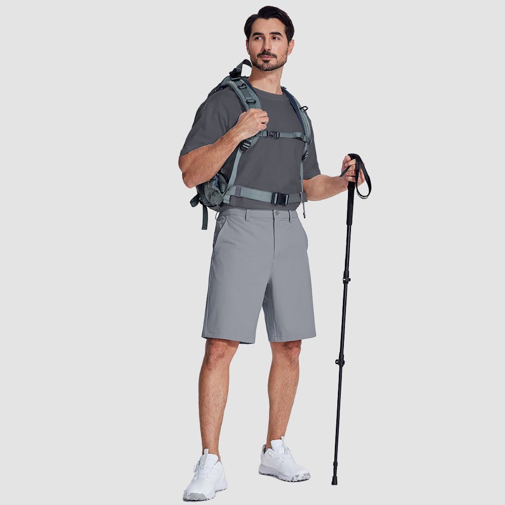 Light Blue Men's Golf Shorts 9 Inch Inseam Quick Dry Casual Shorts Stretch Hiking Dress Work Shorts with 4 Pockets Flat Front - MAGCOMSEN