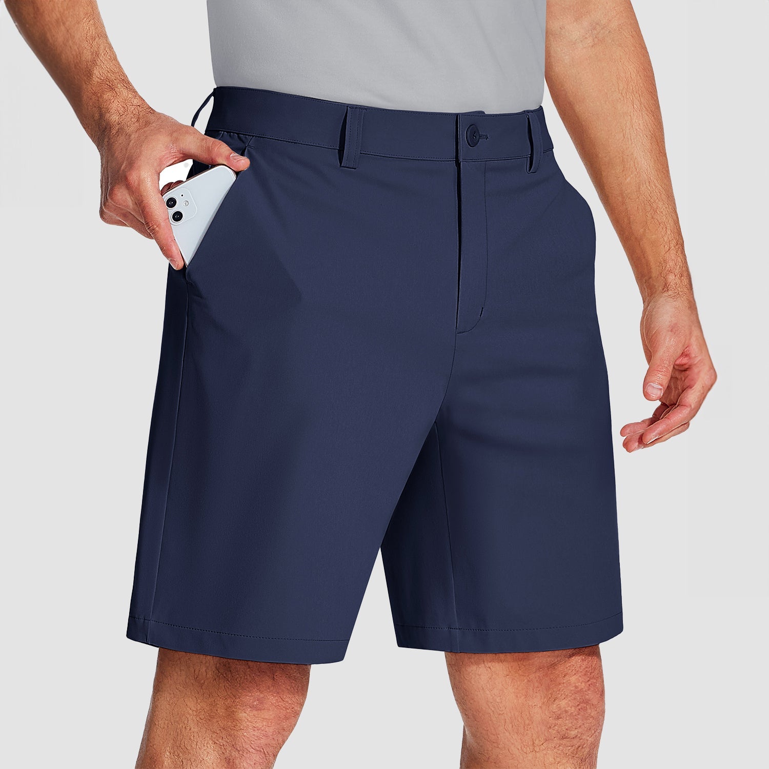 Navy Men's Golf Shorts 9 Inch Inseam Quick Dry Casual Shorts Stretch Hiking Dress Work Shorts with 4 Pockets Flat Front - MAGCOMSEN
